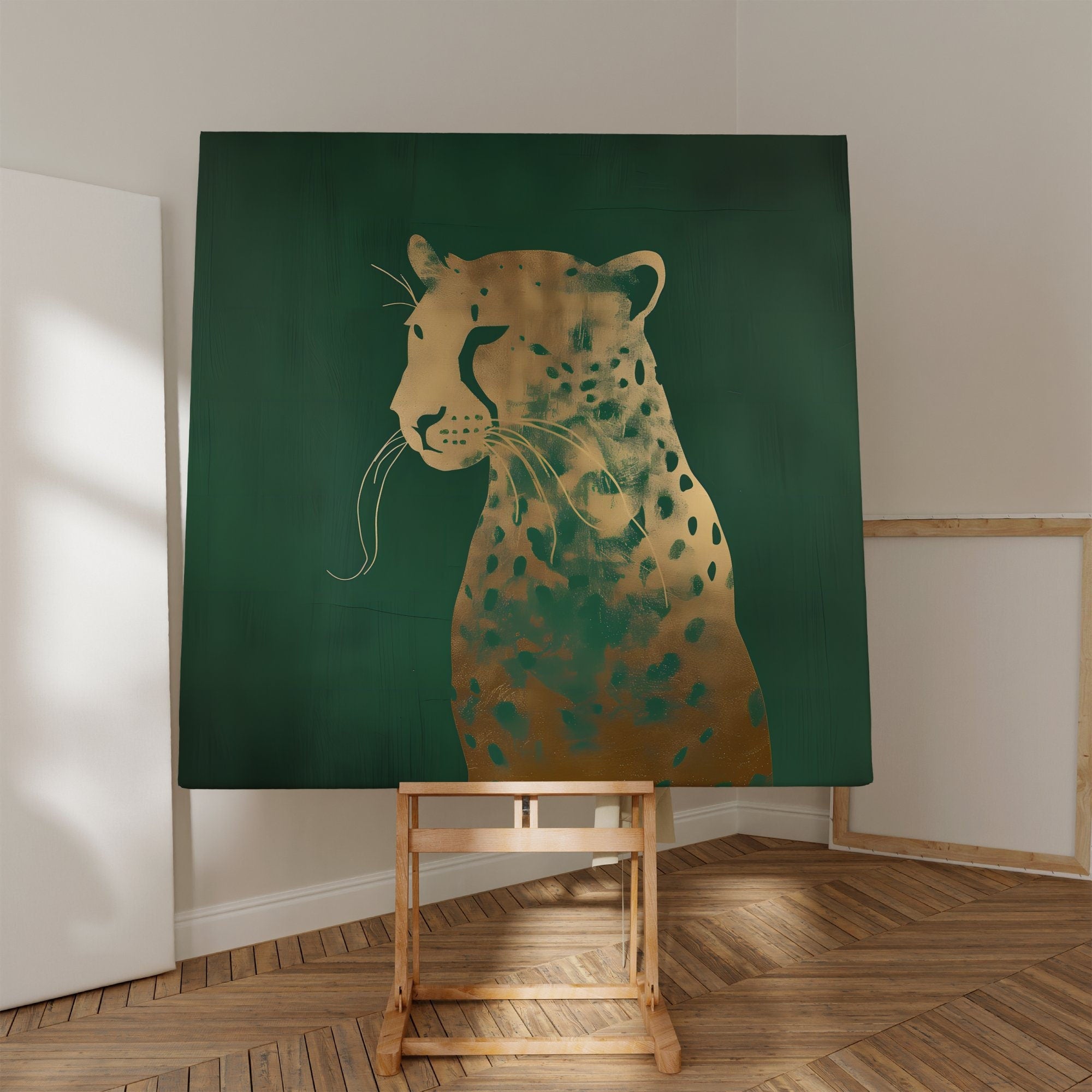 Green and Gold Leopard Maximalist Emerald Green Interactive Wall Art