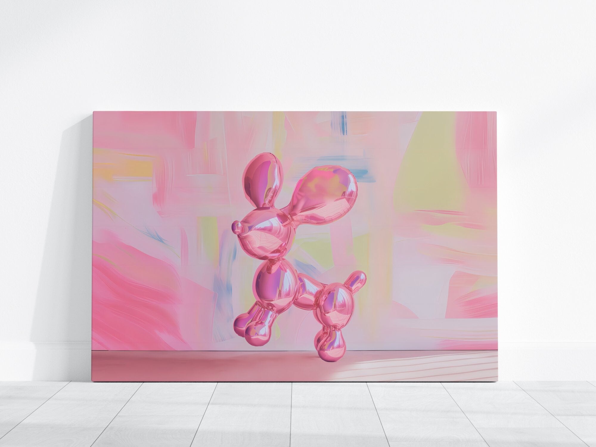 Pink Balloon Dog Preppy Pink Interactive Wall Art