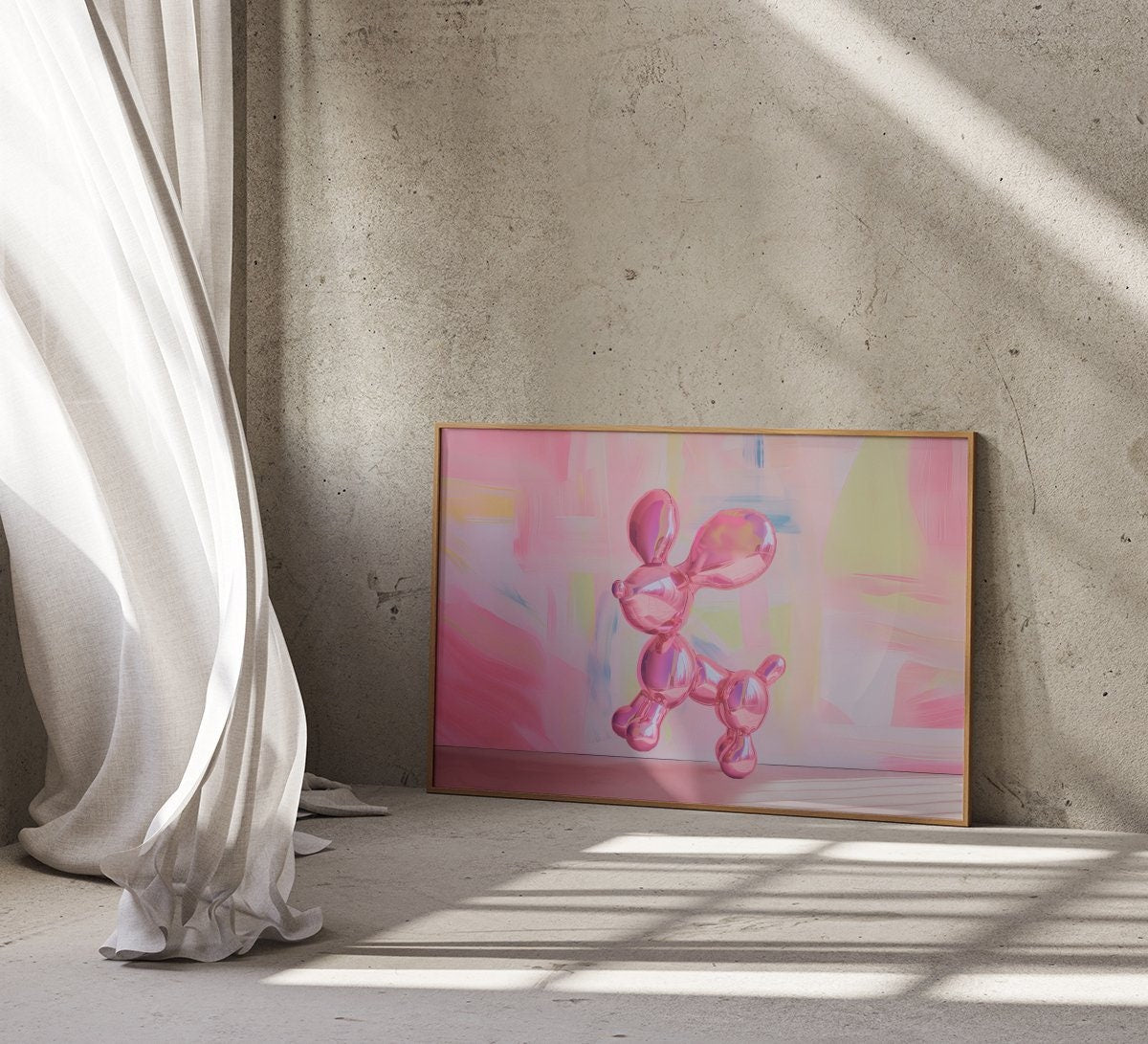 Pink Balloon Dog Preppy Pink Interactive Wall Art