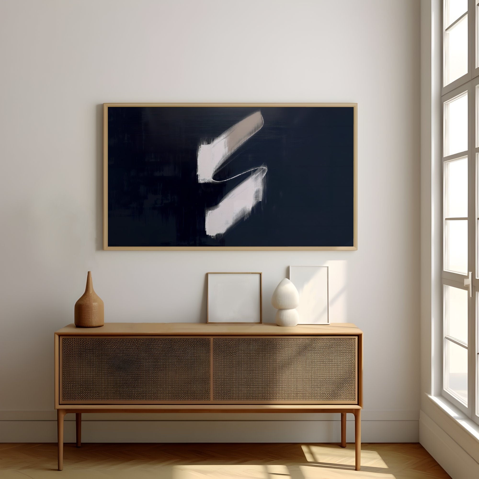 Navy Blue S-Shape Minimalist Modern Interactive Wall Art