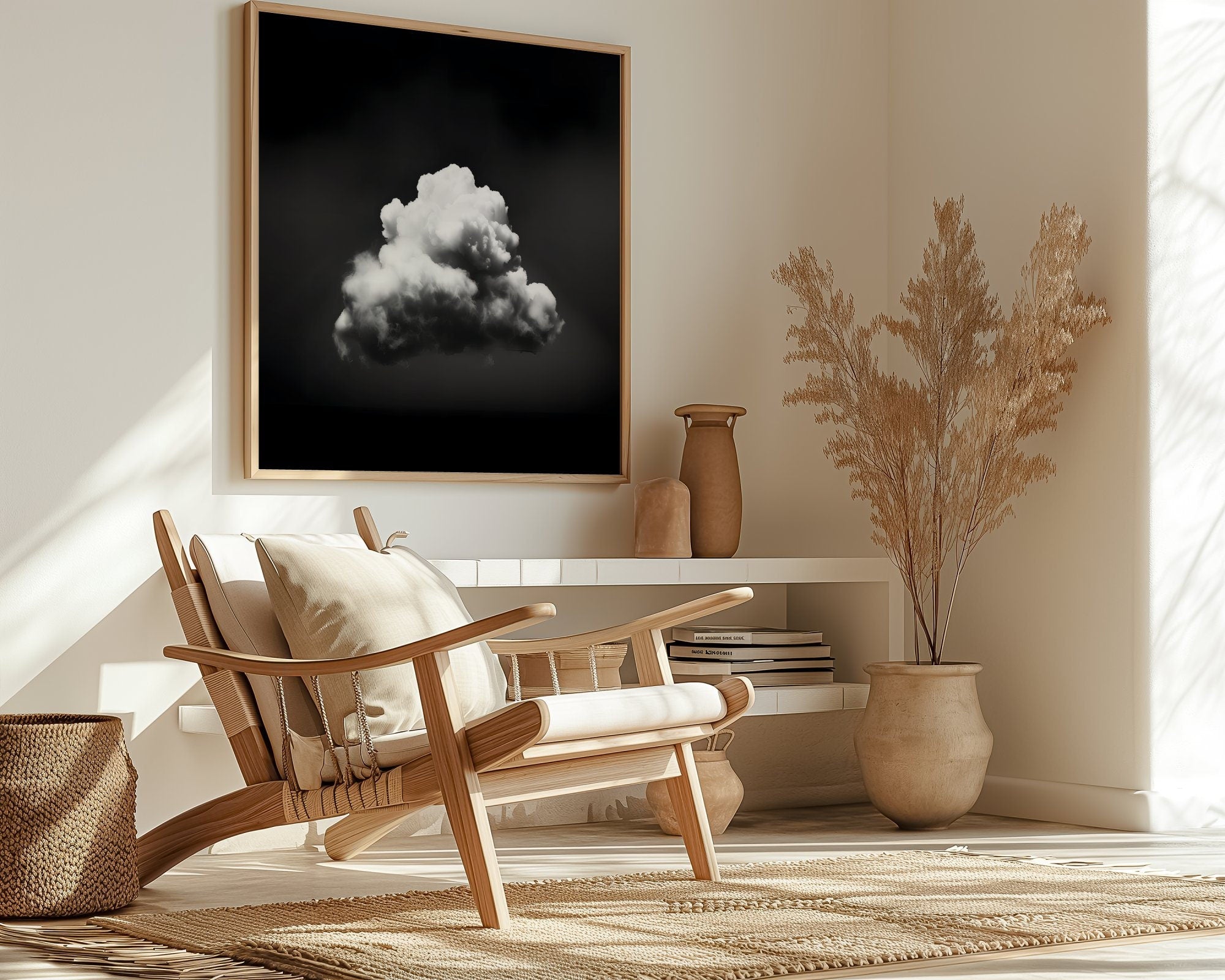 Black and White Cloud Surreal Interactive Wall Art