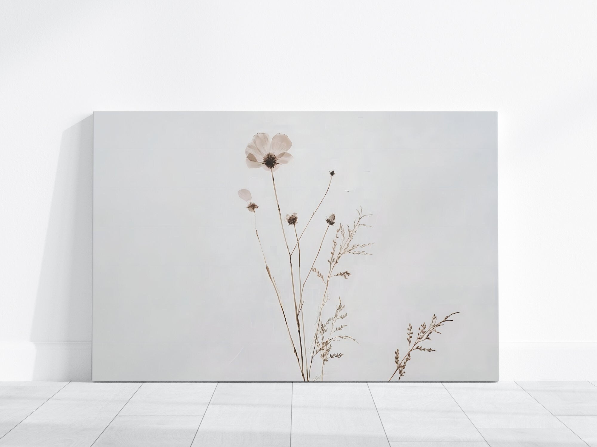 Floral Botanical Minimalist Wildflower Art in Neutral Tones Interactive Wall Art