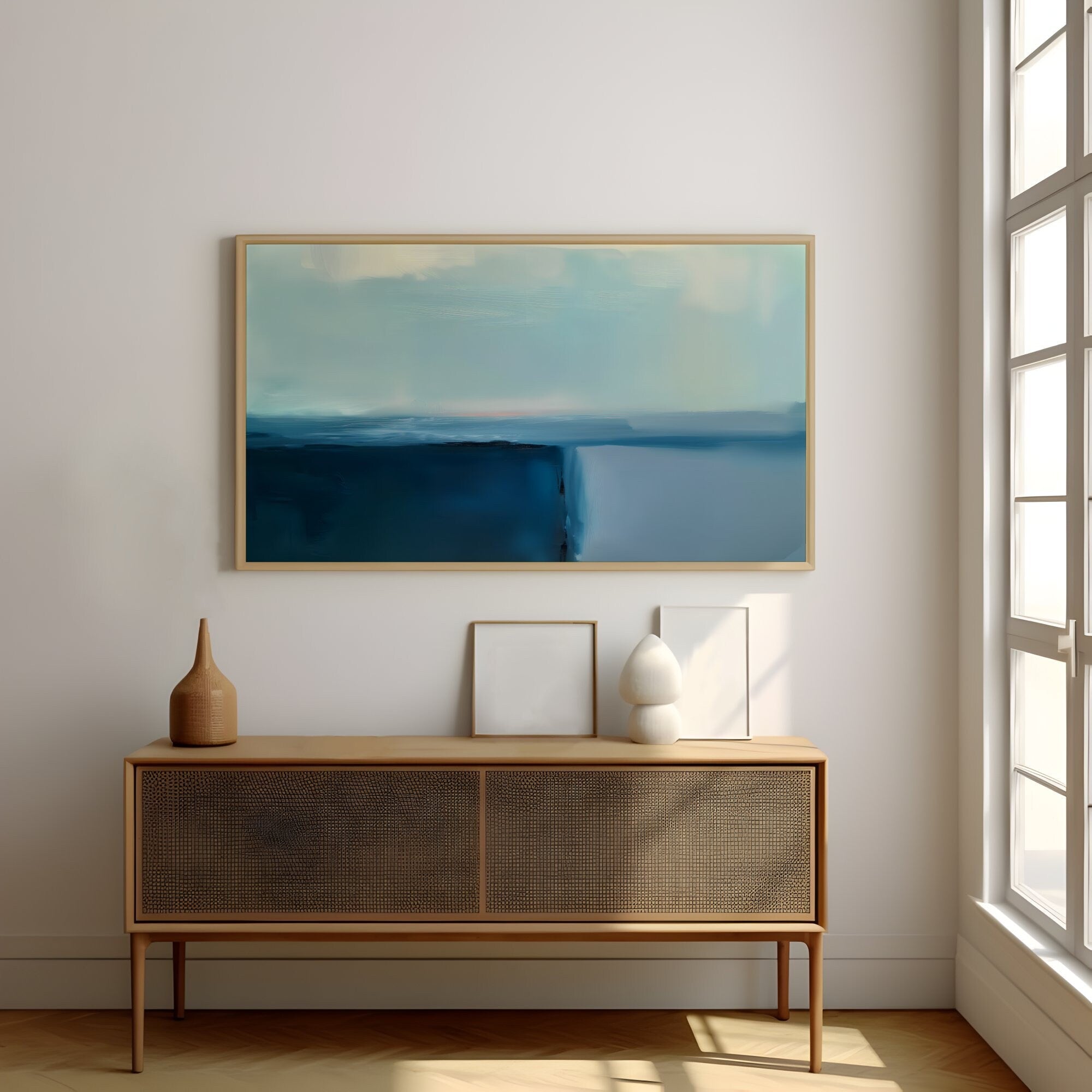 Azure Serenity Minimalist Interactive Wall Art