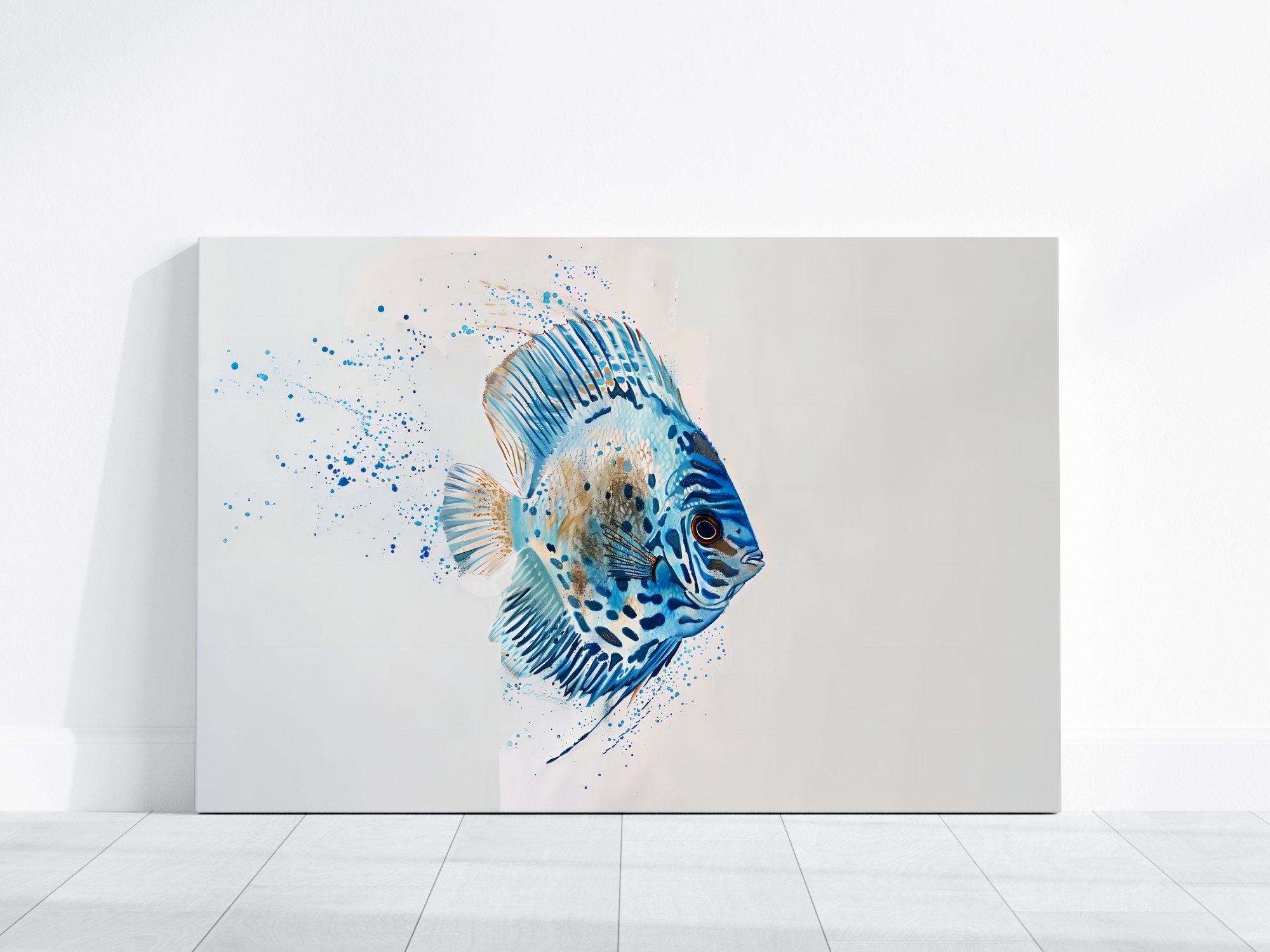 Abstract Discus Fish Modern Coastal Art for Beach House Interactive Wall Art