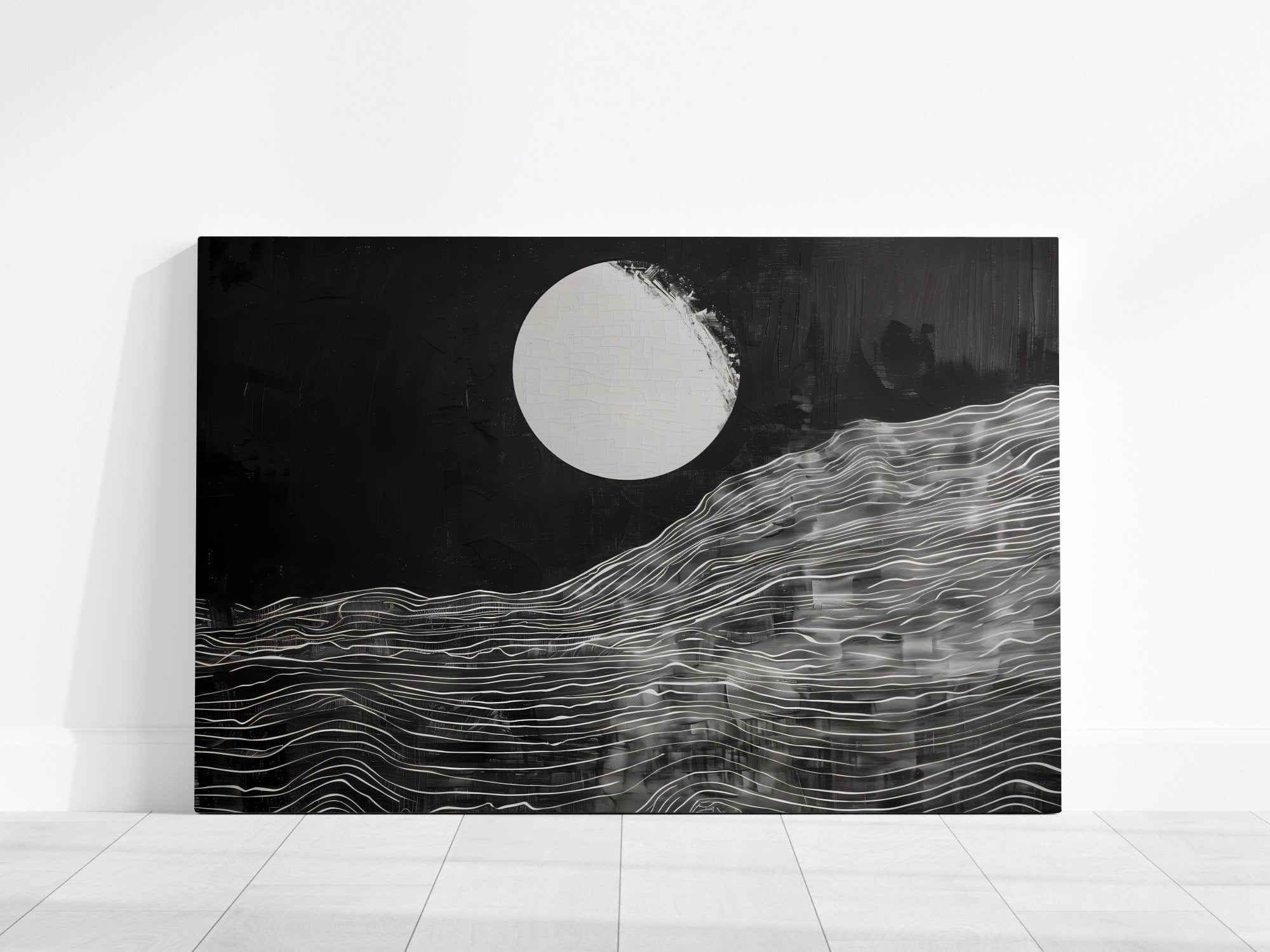 Modern Minimalist Black and White Abstract Interactive Wall Art