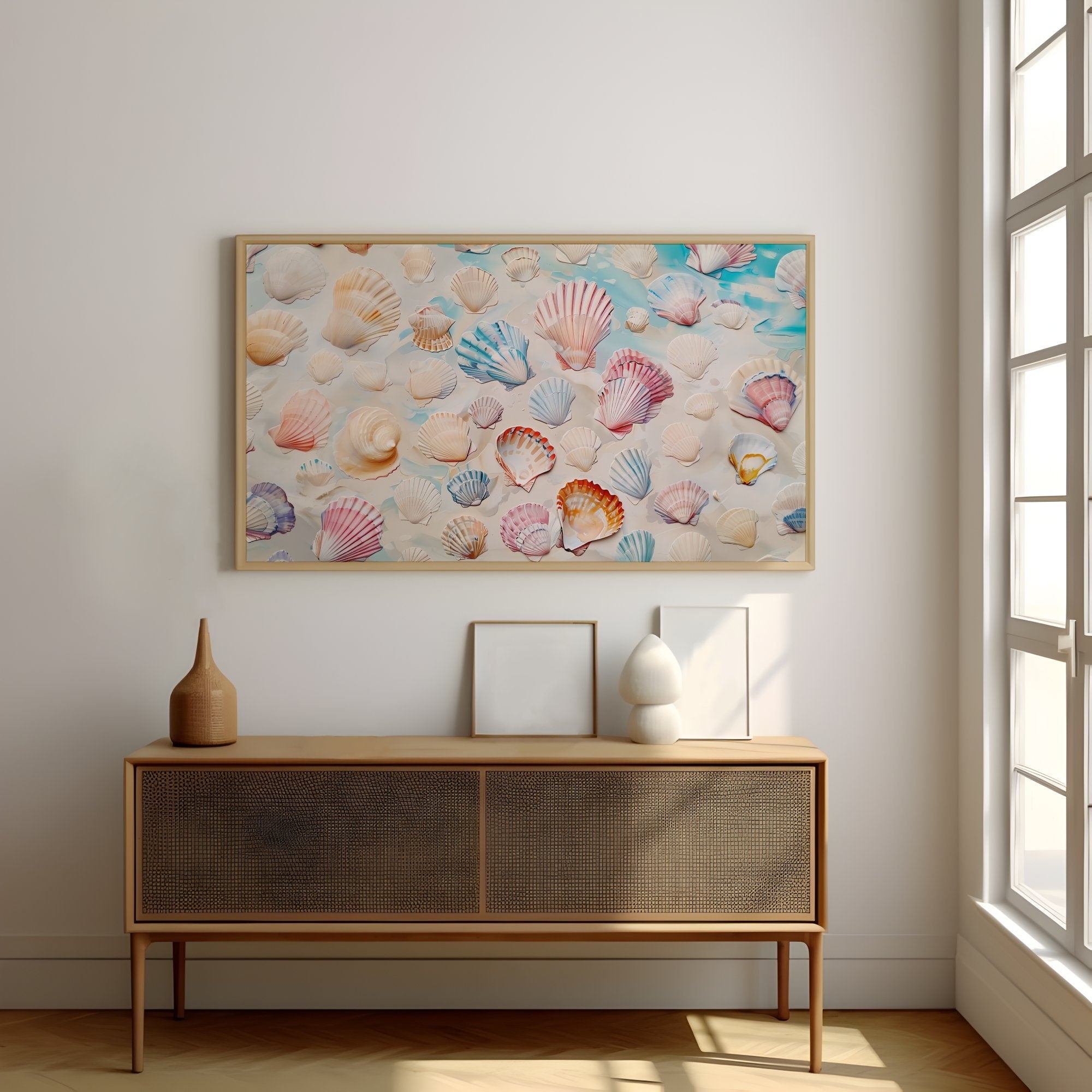 Coastal Cowgirl Vibrant Seashell and Surf Interactive Wall Art