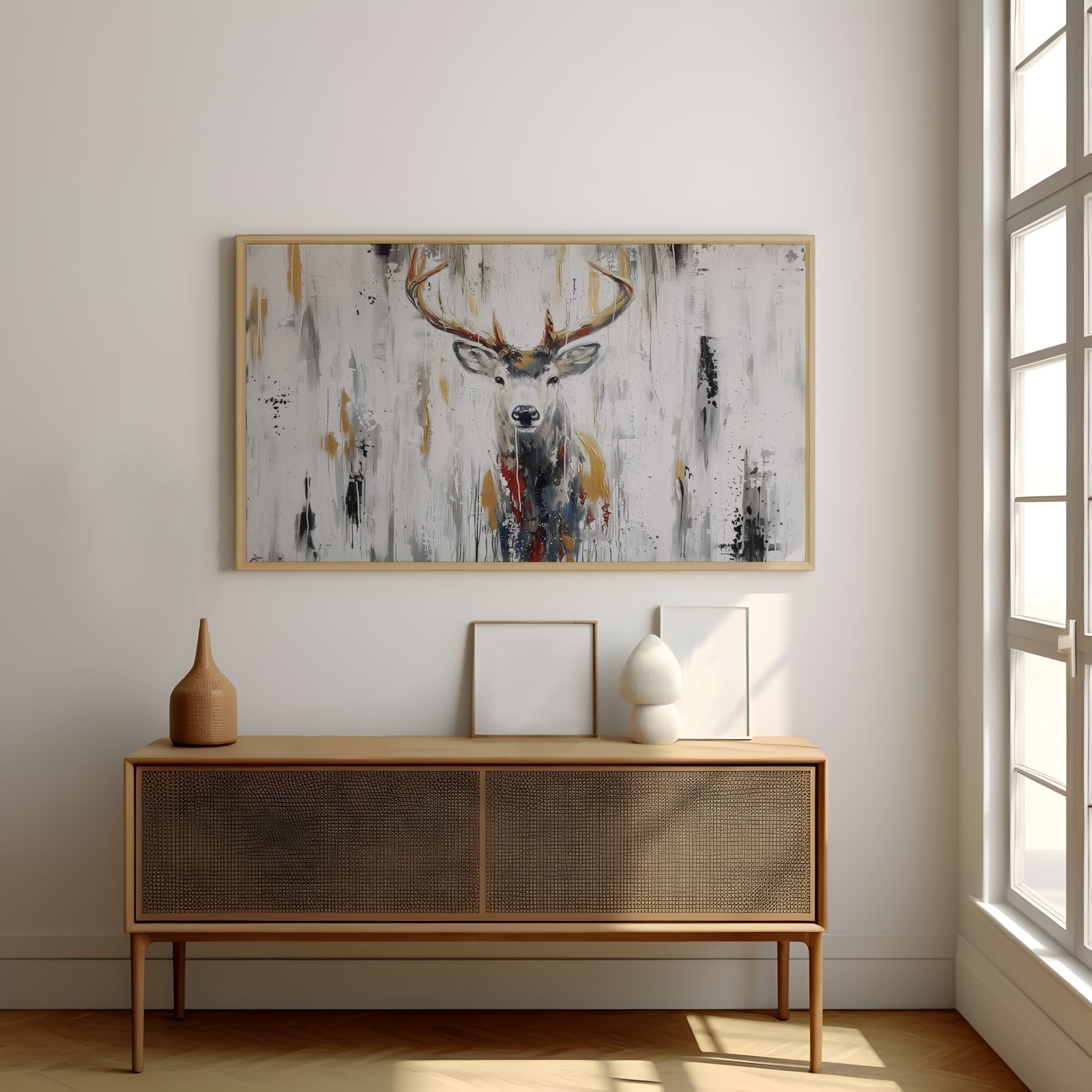 Large Deer Abstract Deer Modern Interactive Wall Art