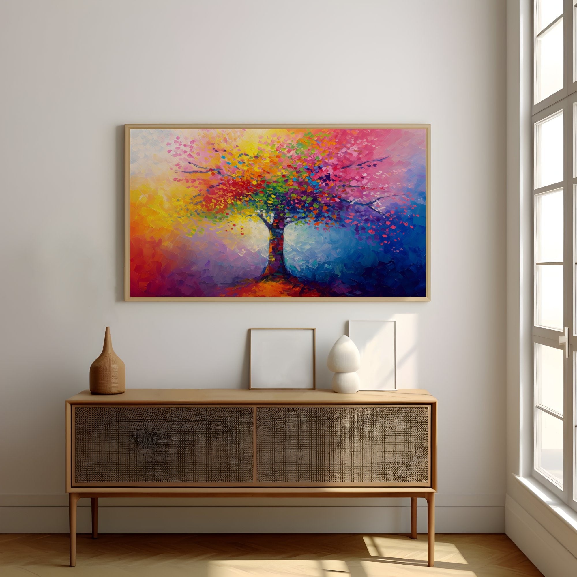 Colorful Tree Abstract Art Vibrant Interactive Wall Art