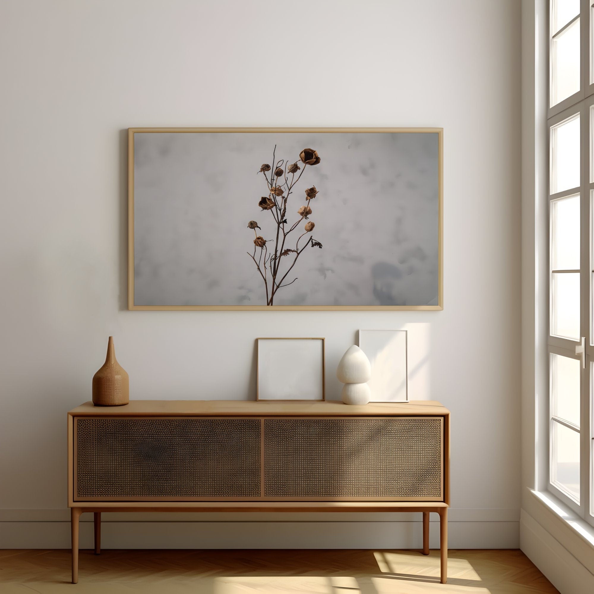 Dark Dried Wildflower Art Botanical Illustrations Interactive Wall Art