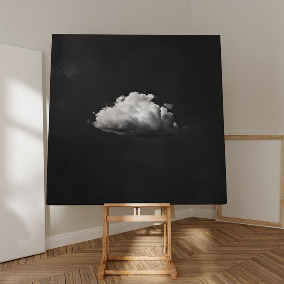 Lonely Cloud Vintage Moody Minimalist Black Interactive Wall Art