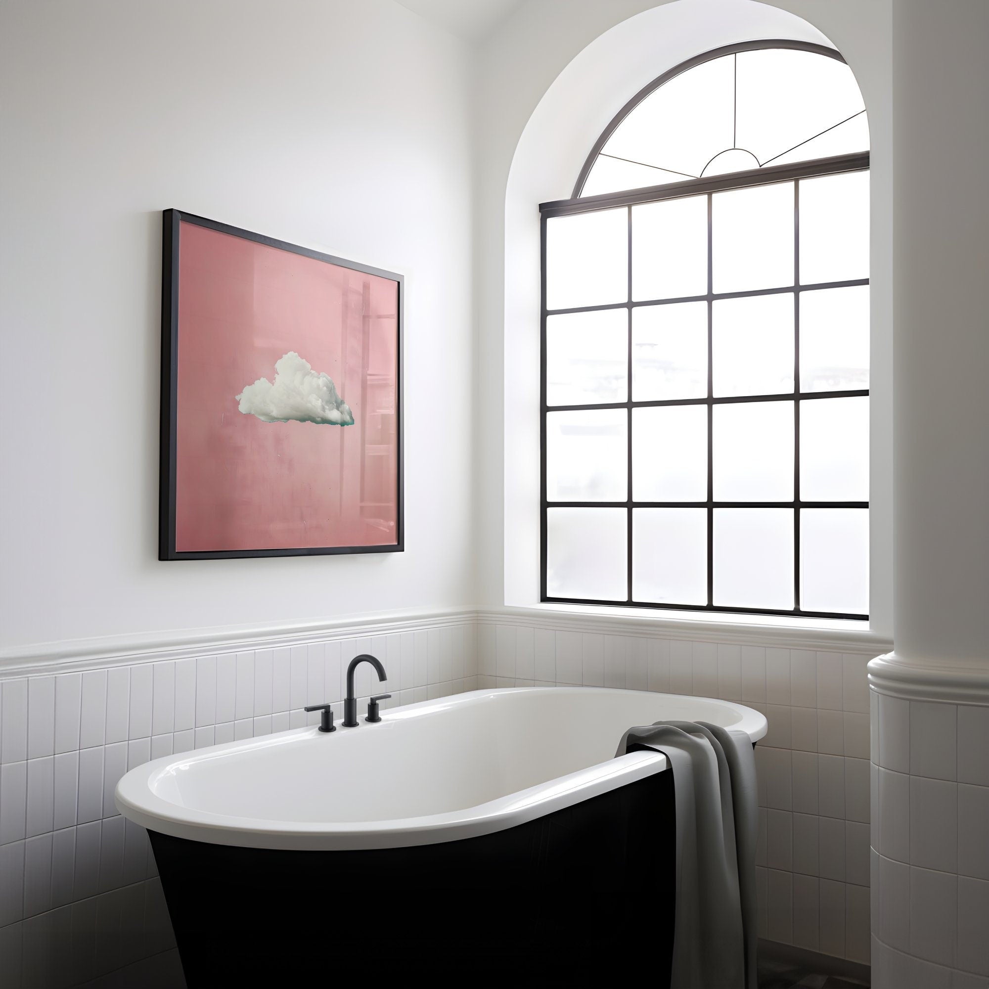 The Rosewater Sky: Pink Cloud Minimalist Art | Serene & Dreamy Wall Decor