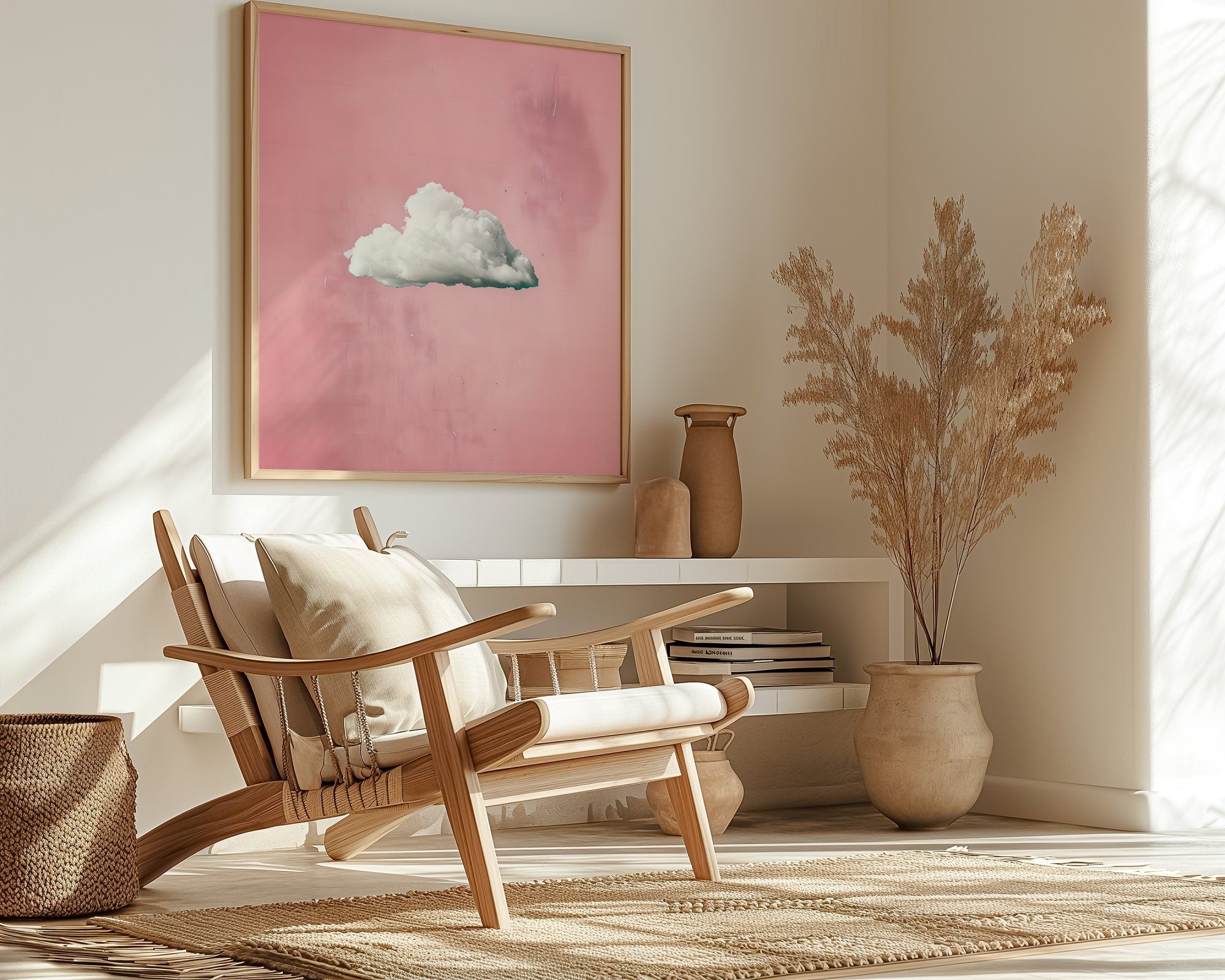 The Rosewater Sky: Pink Cloud Minimalist Art | Serene & Dreamy Wall Decor