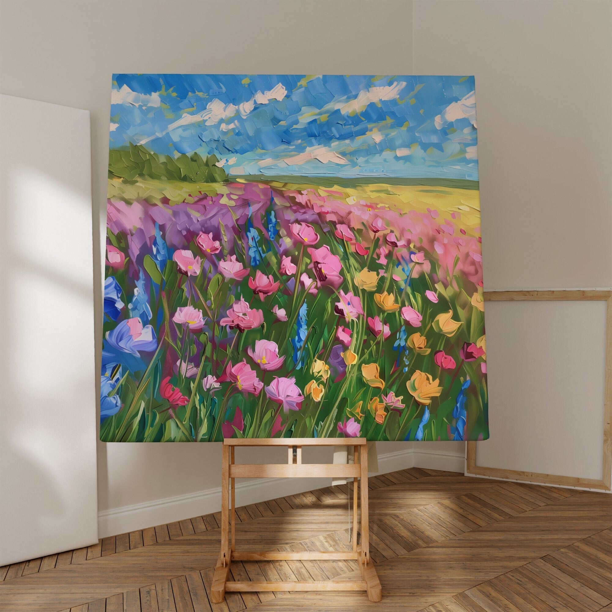 Spring's Abundance: Vibrant Impressionist Flower Garden | Joyful & Colorful Floral Art