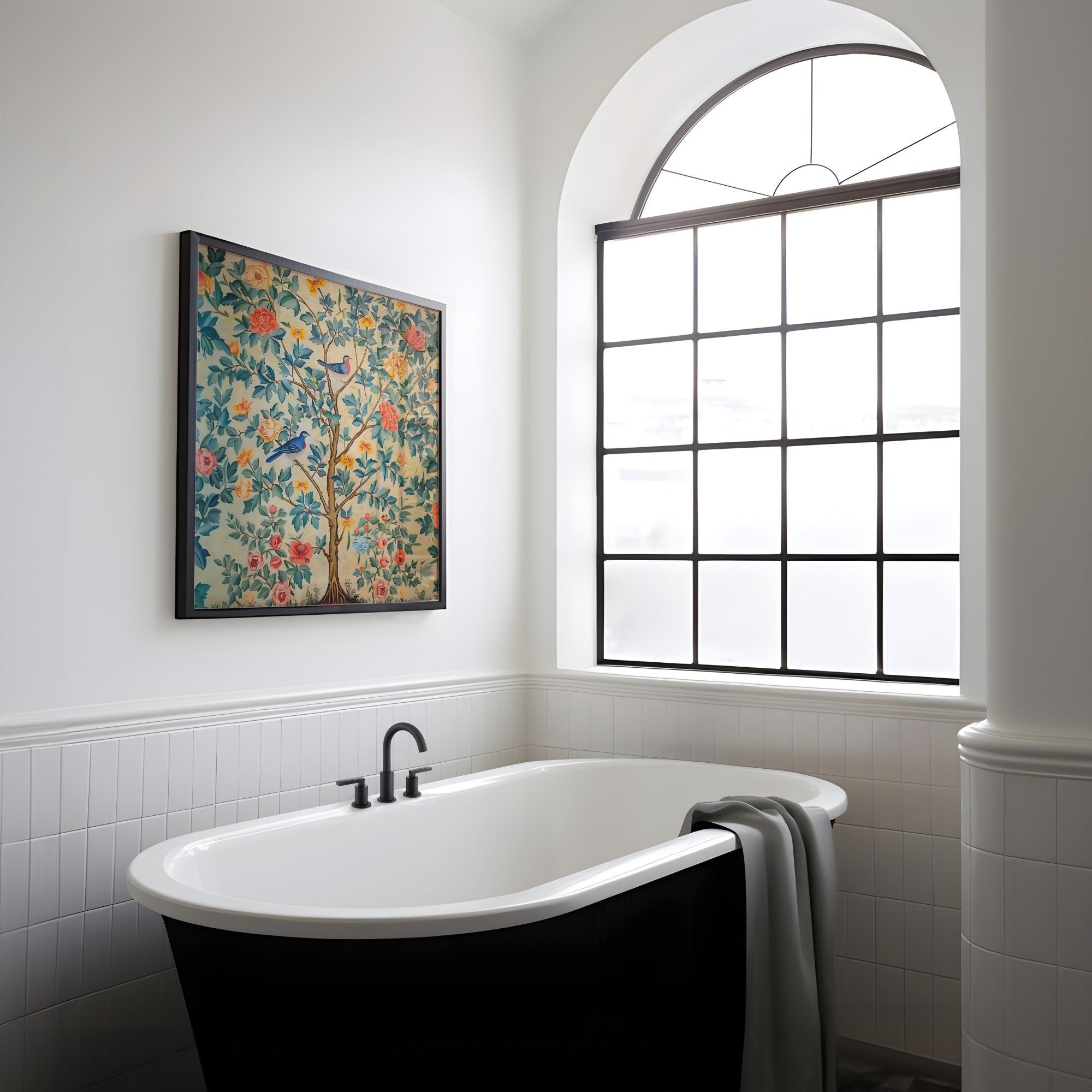 Indian Pichwai Art - Traditional Floral Wall Decor | Vibrant Cultural Tapestry Print