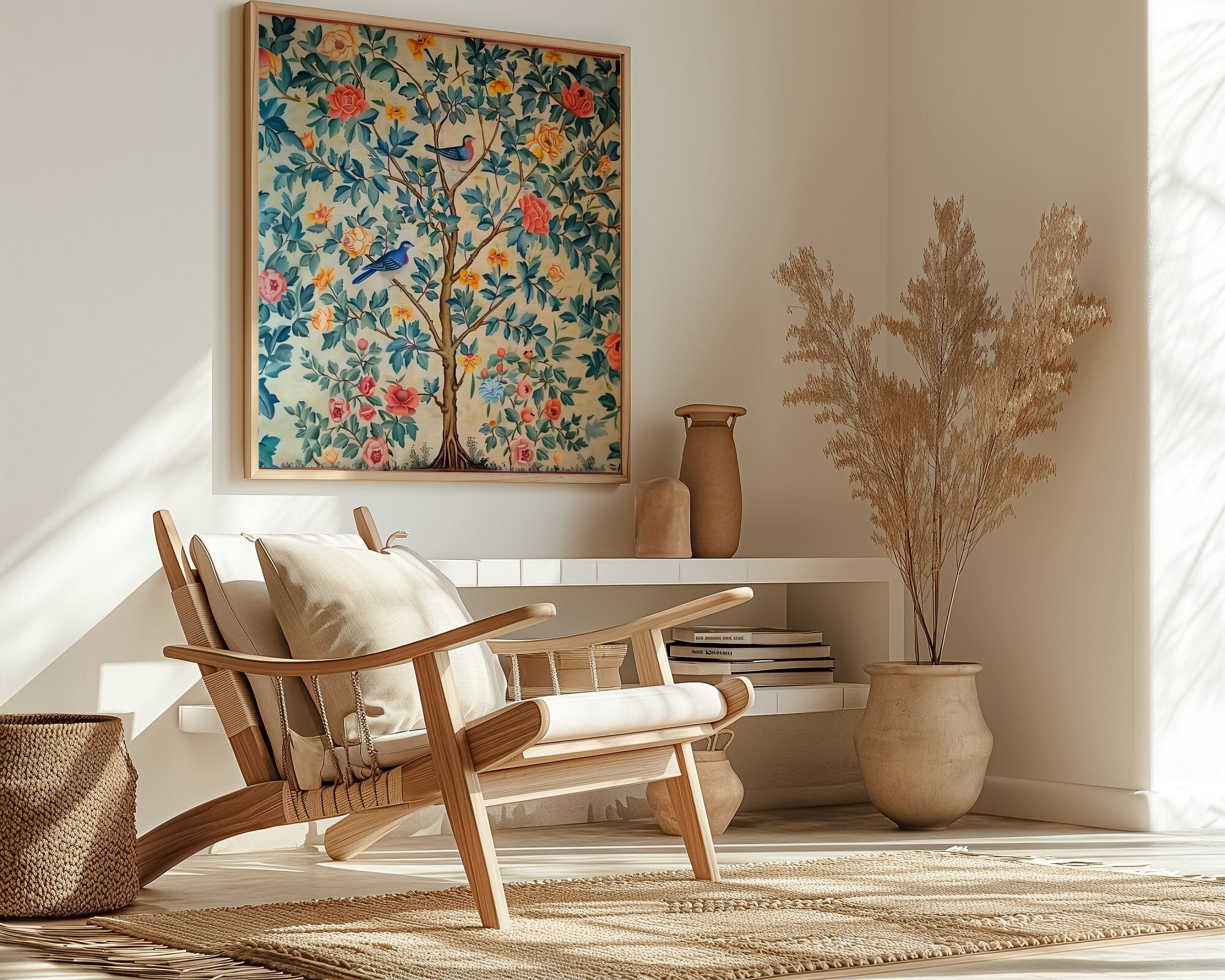 Indian Pichwai Art - Traditional Floral Wall Decor | Vibrant Cultural Tapestry Print