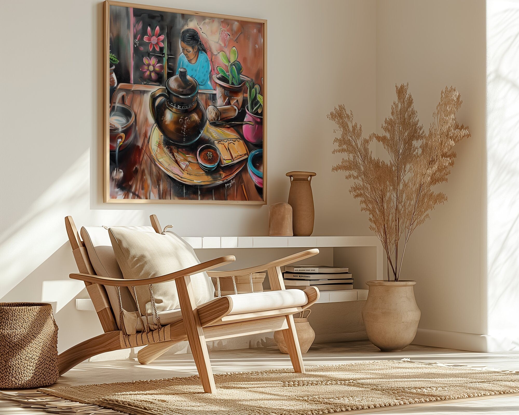 Café de la Mañana Art Authentic Cafe de Olla Mexican Artistry Interactive Wall Art