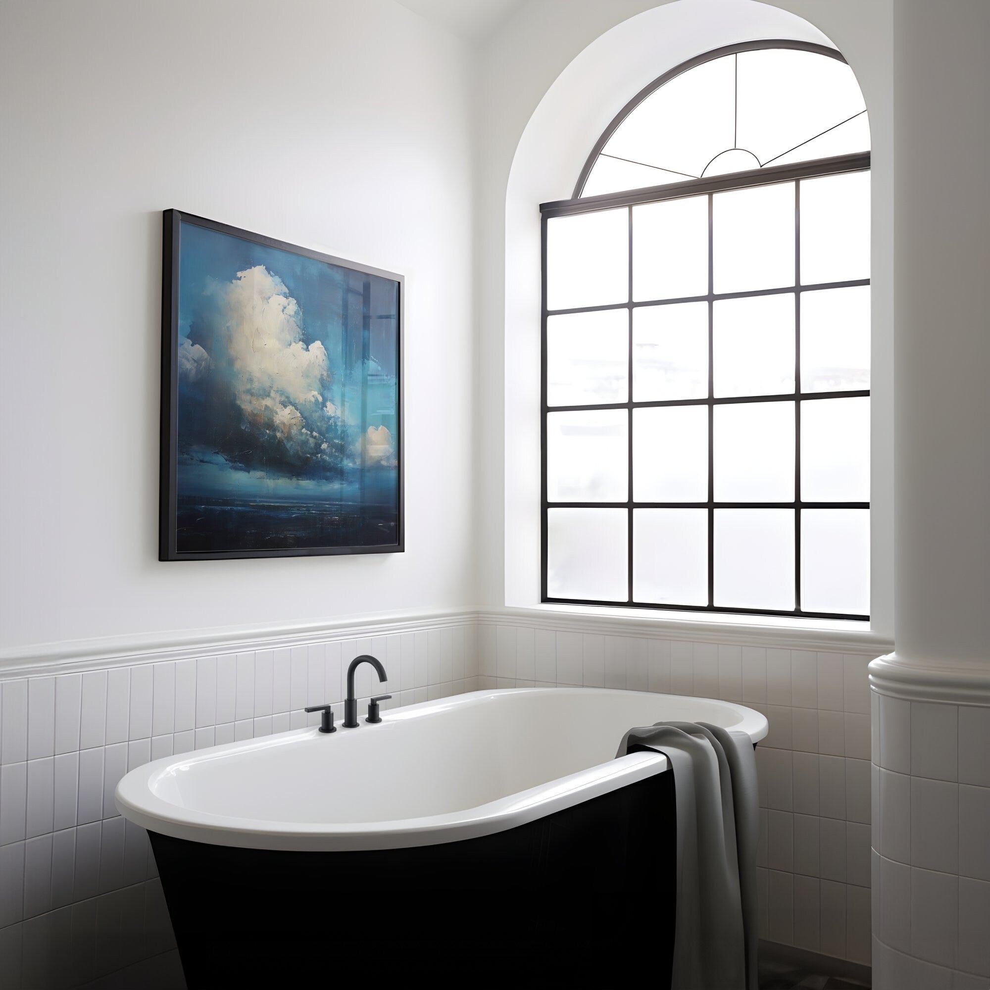 Solitude in the Skies Deep Blue Lonely Cloud Interactive Wall Art
