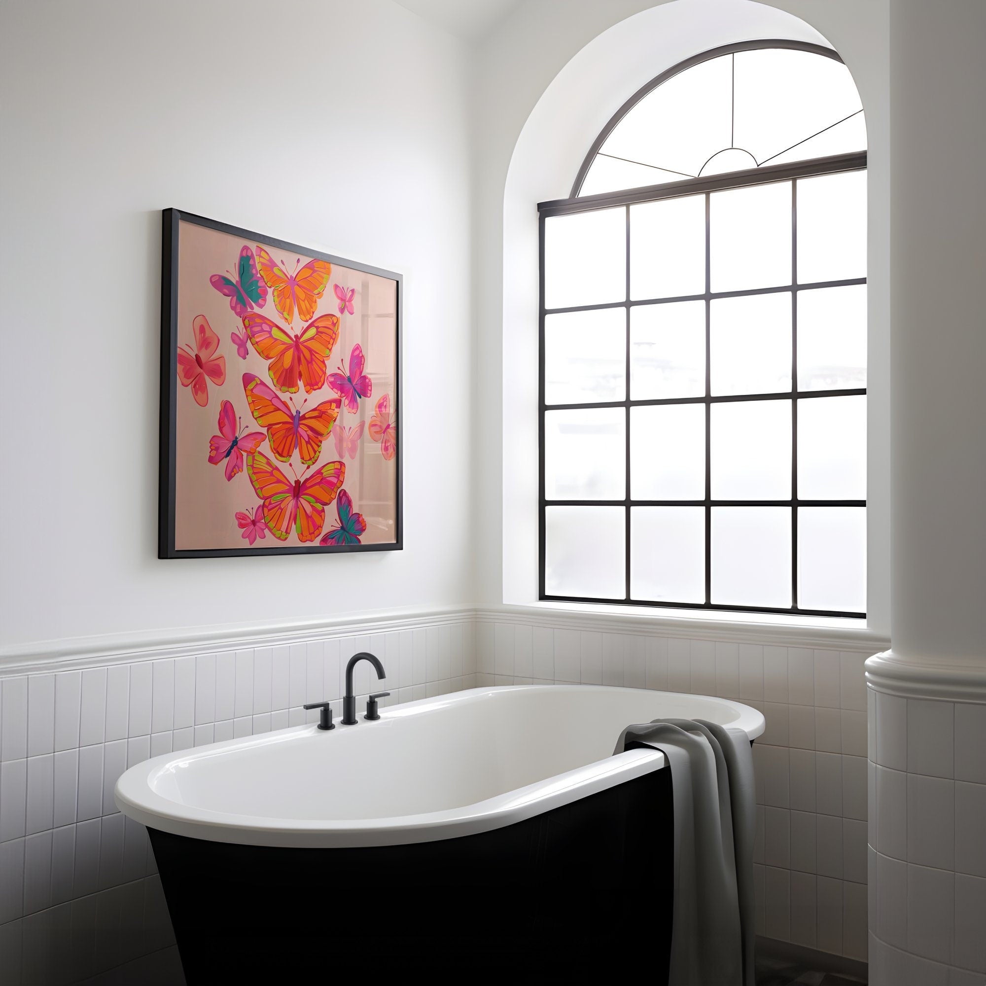 The Social Butterfly: Pink & Orange Maximalist Art | Preppy, Funky & Vibrant Wall Decor