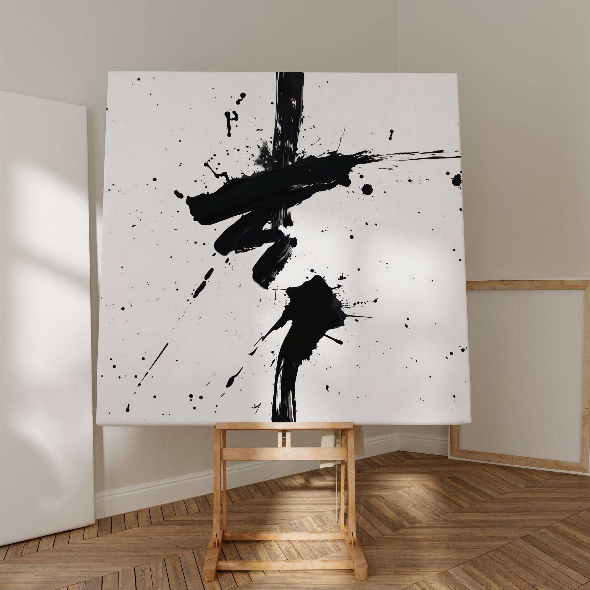 Black and White Splash Symbol Minimalist Modern Interactive Wall Art