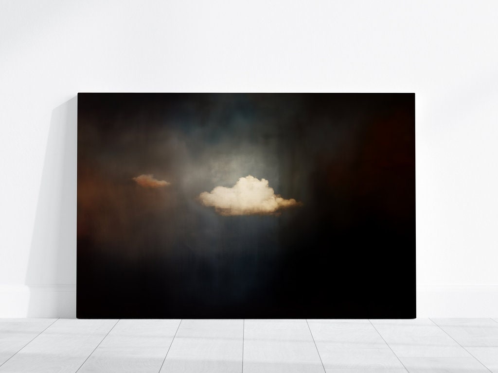 The Contemplative Sky: Vintage Moody Clouds Art | Serene & Minimalist Wall Decor