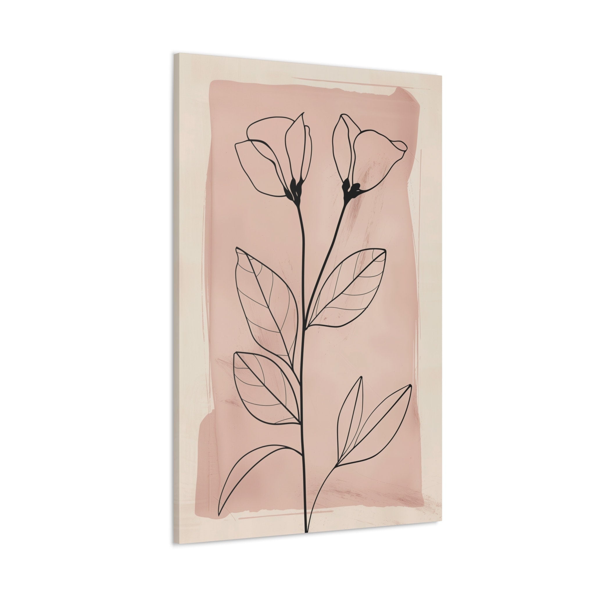 Blushing Botanicals: Elegant Pink Line Art Print | Chic & Minimalist Floral Wall Decor