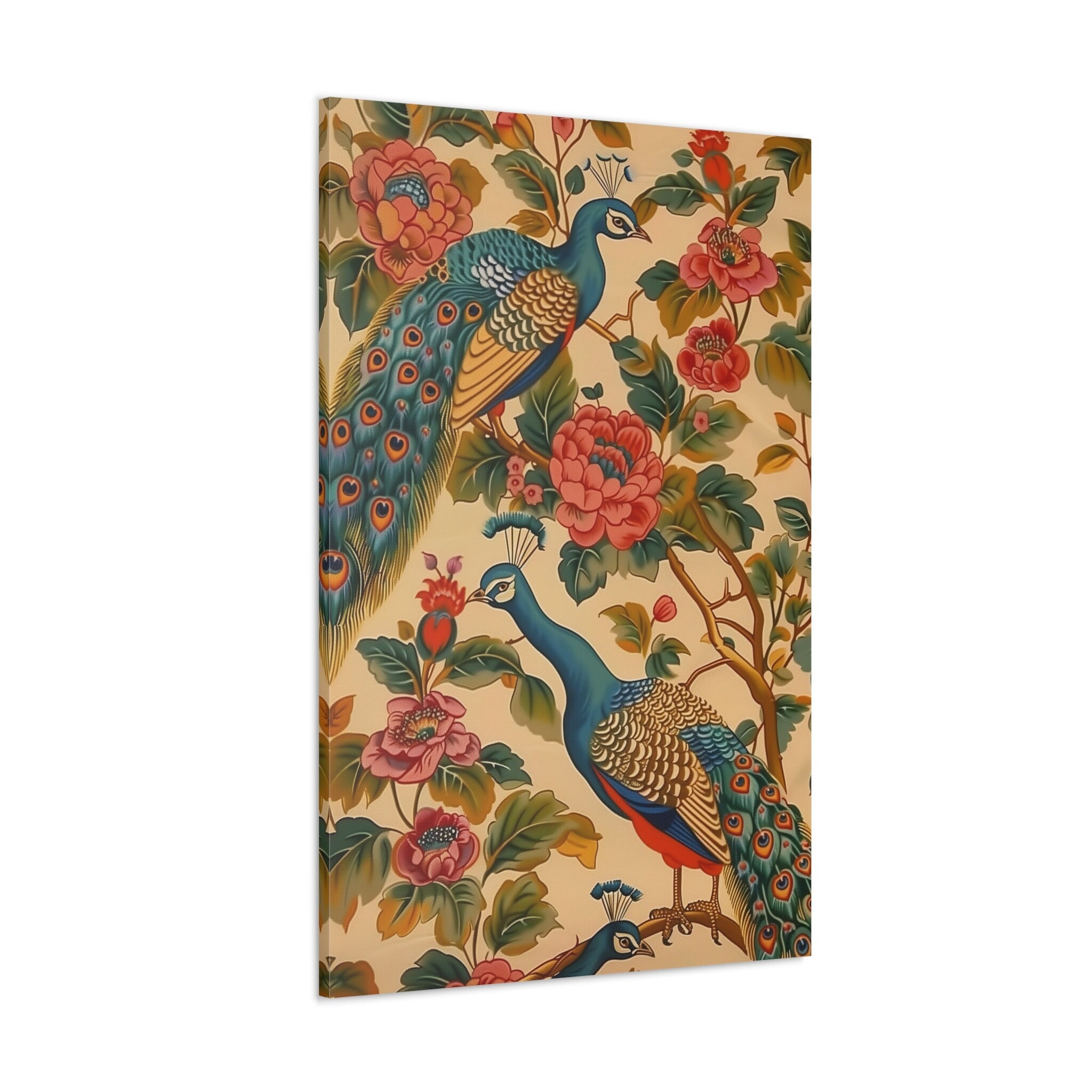 The Divine Dance: Pichwai Peacock & Floral Art | Serene Elegant Indian Wall Decor