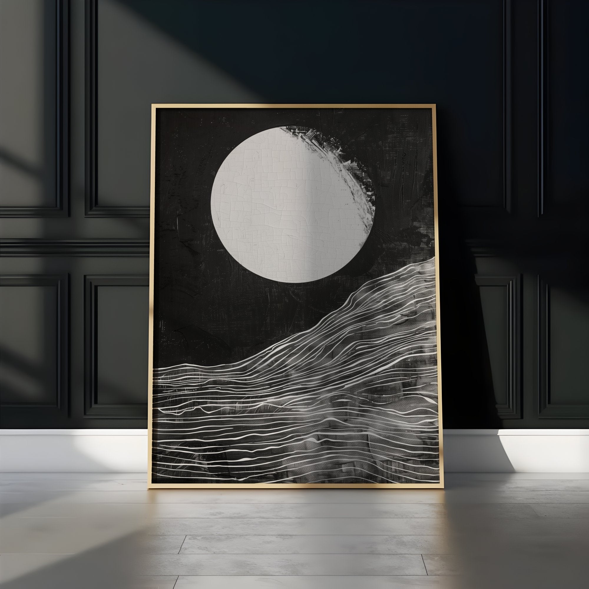 Modern Minimalist Black and White Abstract Interactive Wall Art