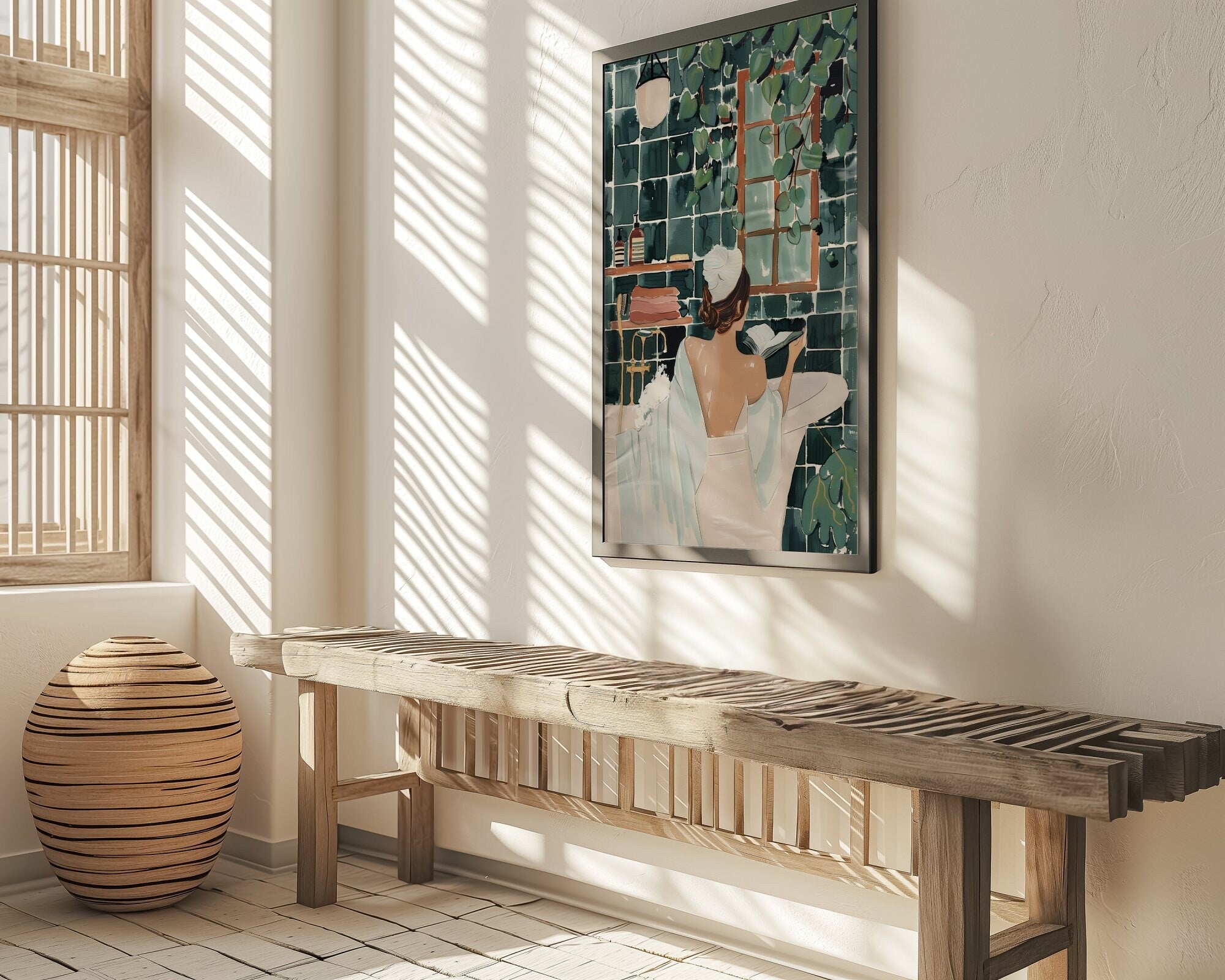 The Sanctuary: Watercolor Woman in Bath Art | Serene & Elegant Bathroom Wall Decor