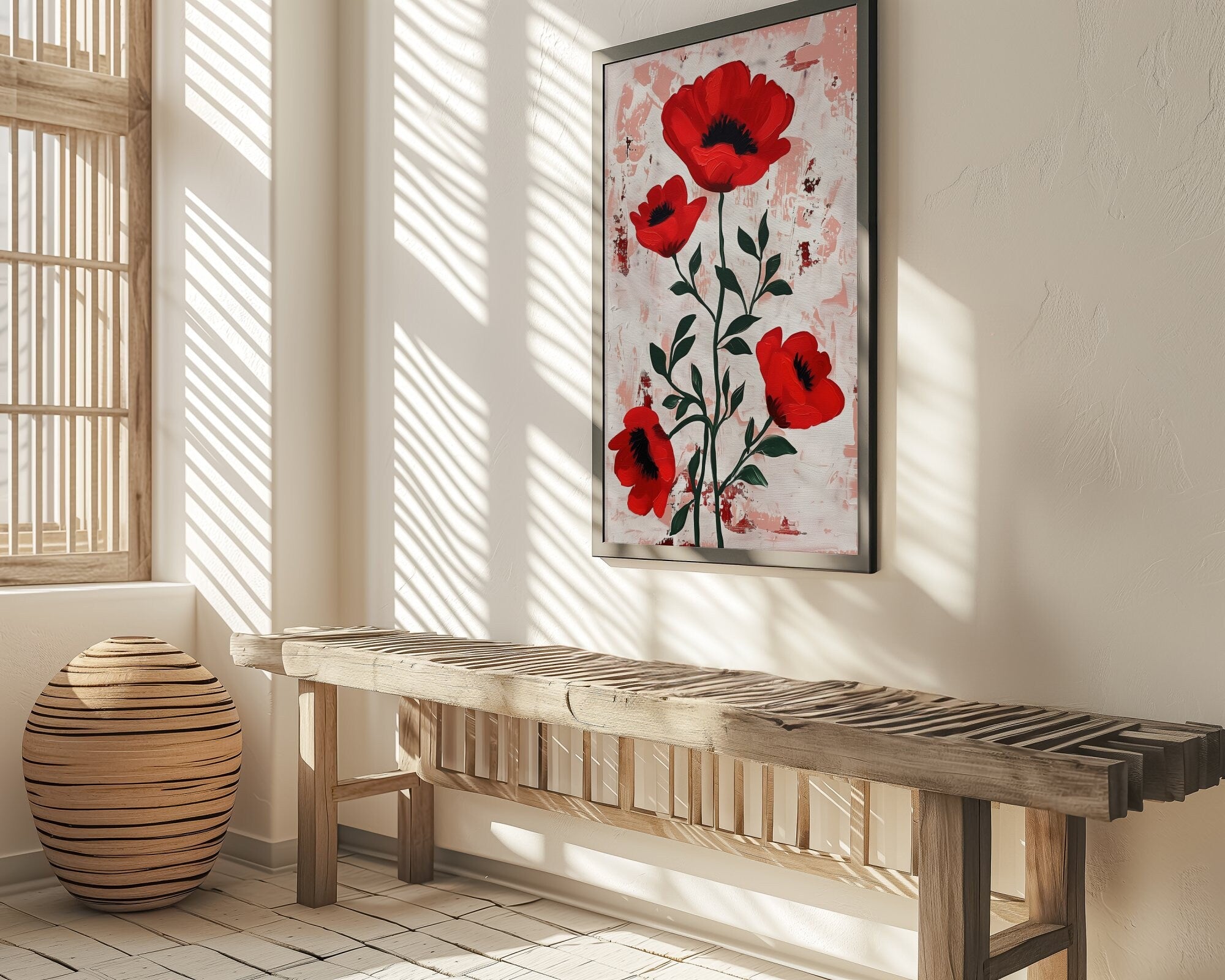 The Memory of a Bloom: Vintage Minimalist Poppy Art | Modern Botanical Wall Decor