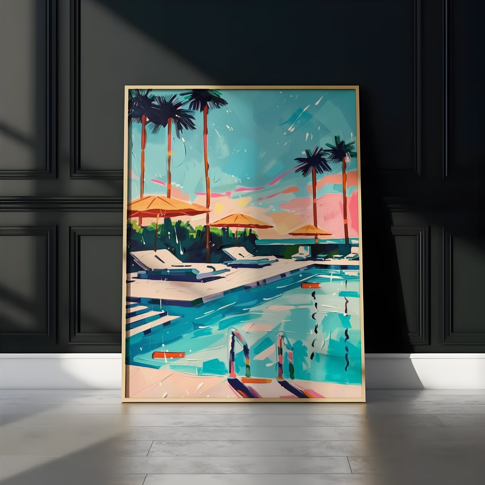 The Blue Oasis: Modern Vibrant Pool Art | Chic & Serene Summer Wall Decor