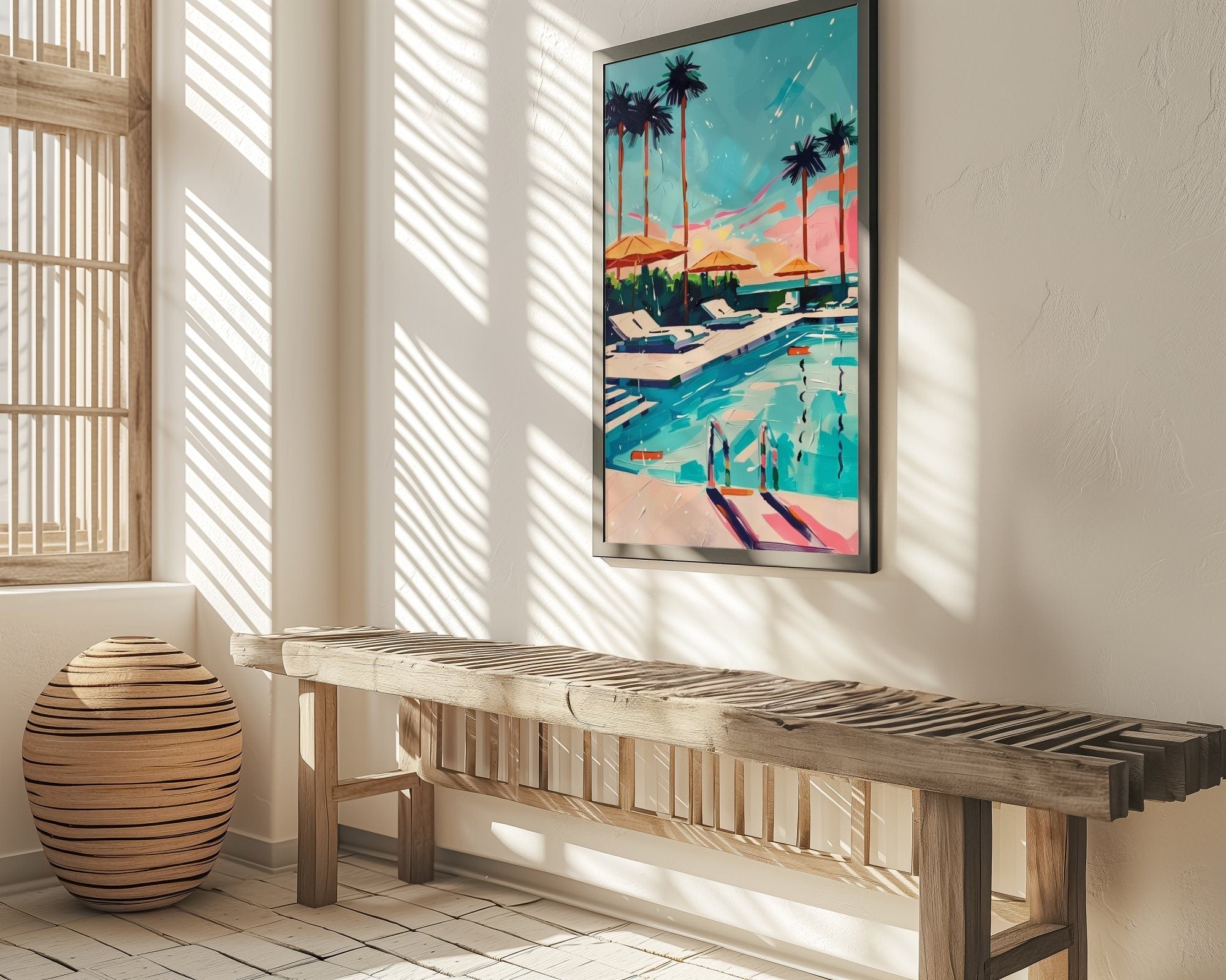 The Blue Oasis: Modern Vibrant Pool Art | Chic & Serene Summer Wall Decor