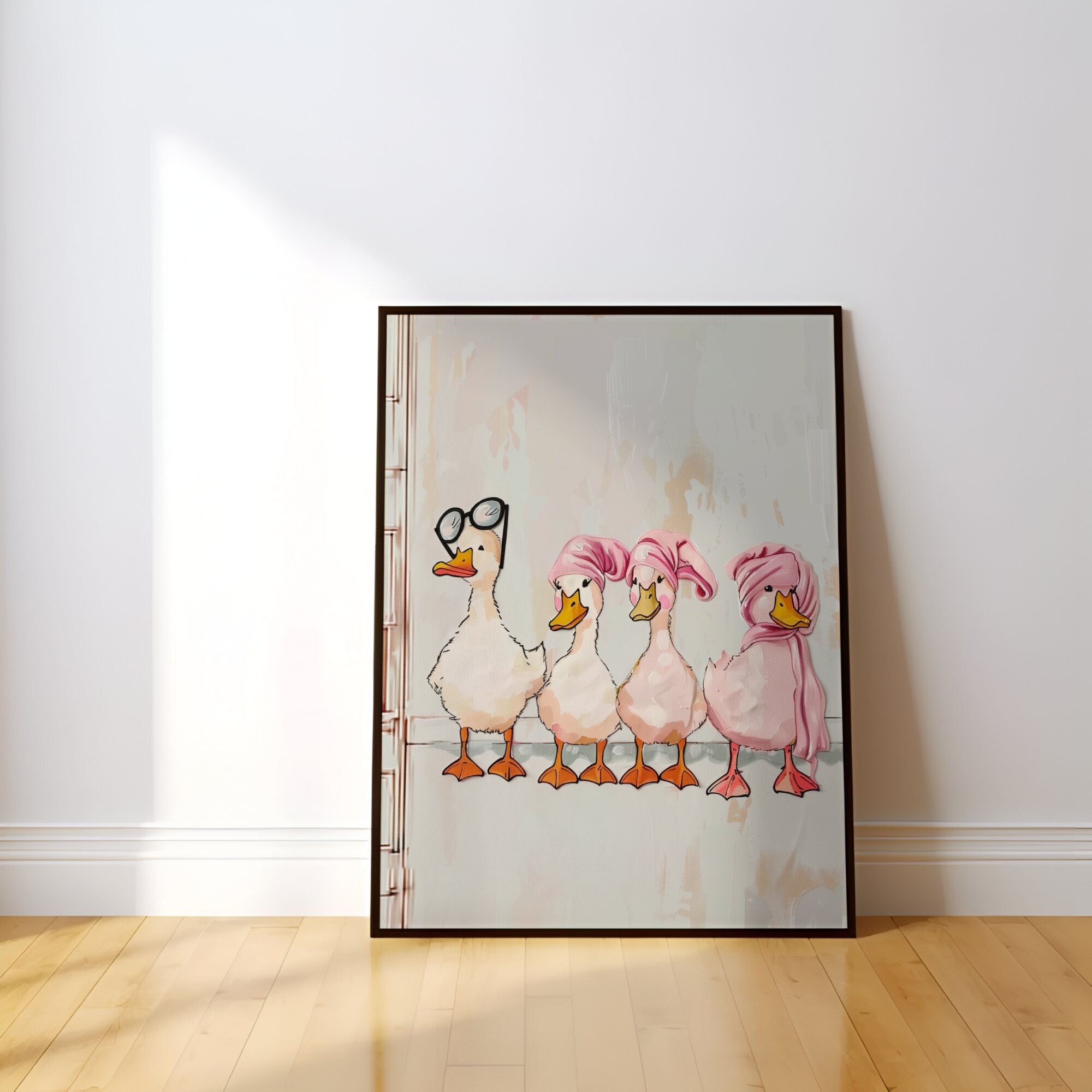 Towel Cowboy and Curlers Quirky White and Pink Interactive Wall Art