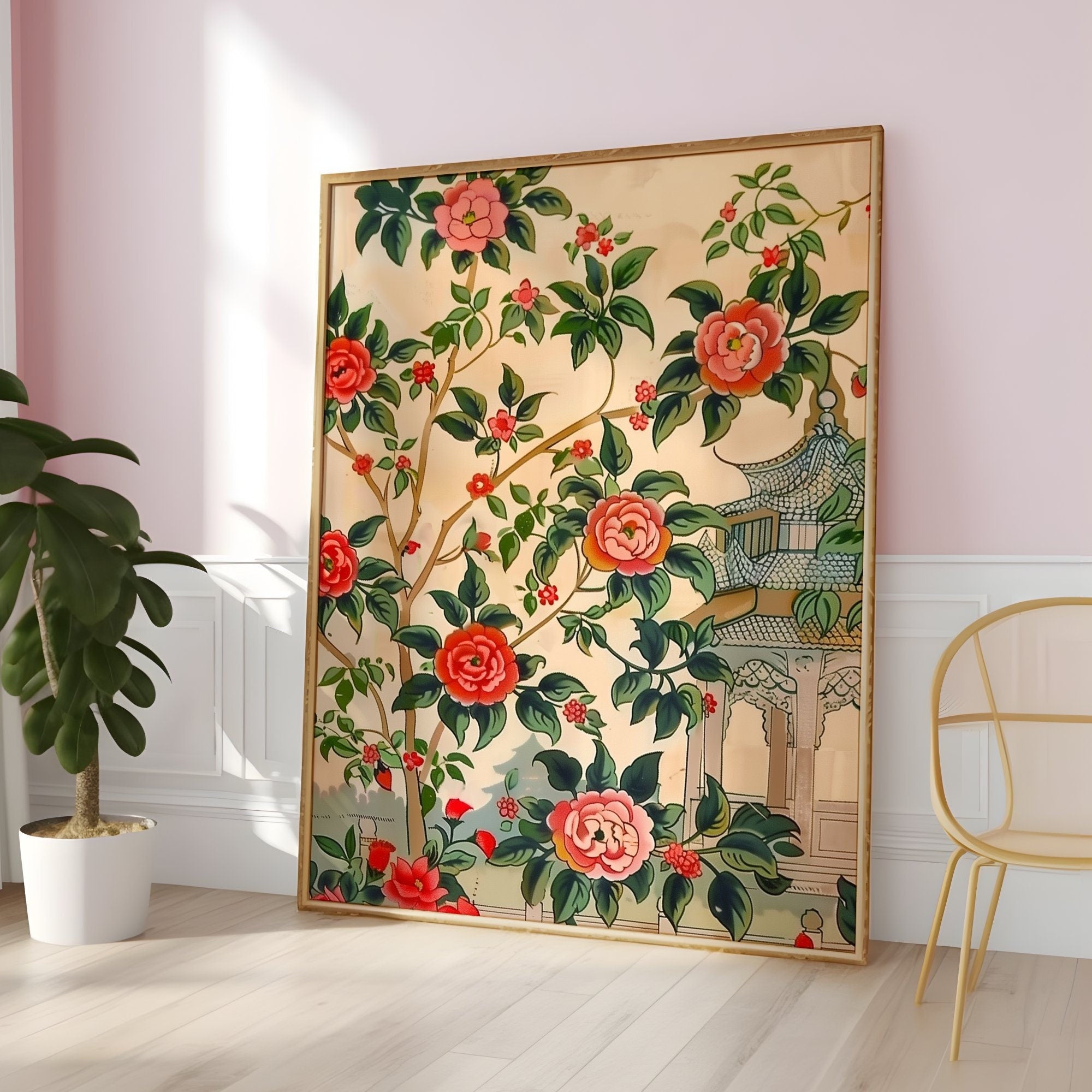 The Divine Garden: Traditional Indian Pichwai Floral Art | Elegant & Cultural Wall Decor