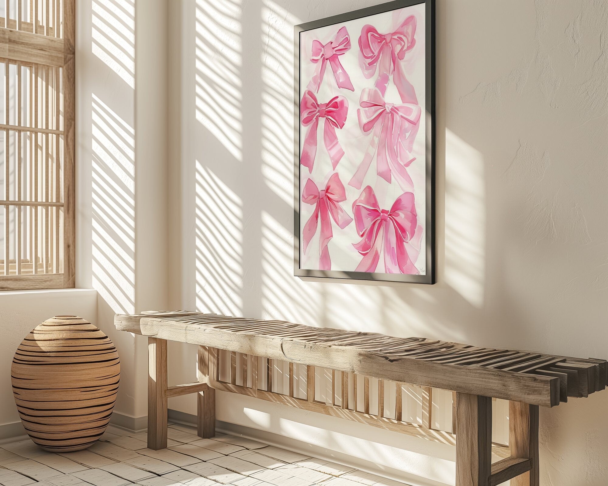 The Coquette: Trendy Pink Bows Watercolor Art | Chic Preppy & Girly Wall Decor
