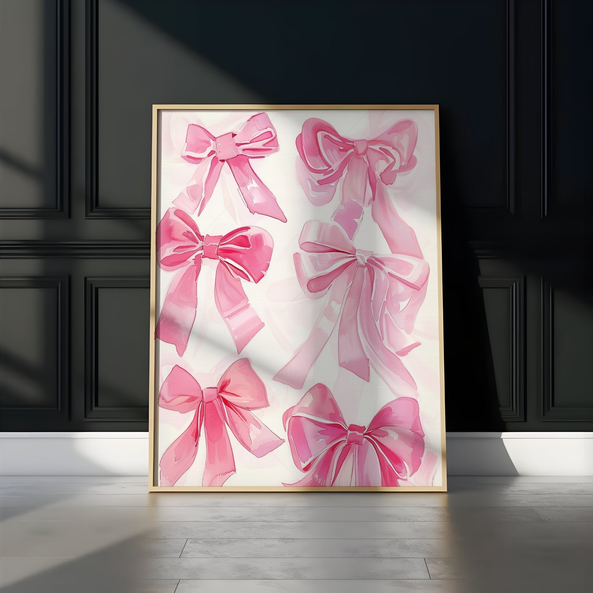 The Coquette: Trendy Pink Bows Watercolor Art | Chic Preppy & Girly Wall Decor