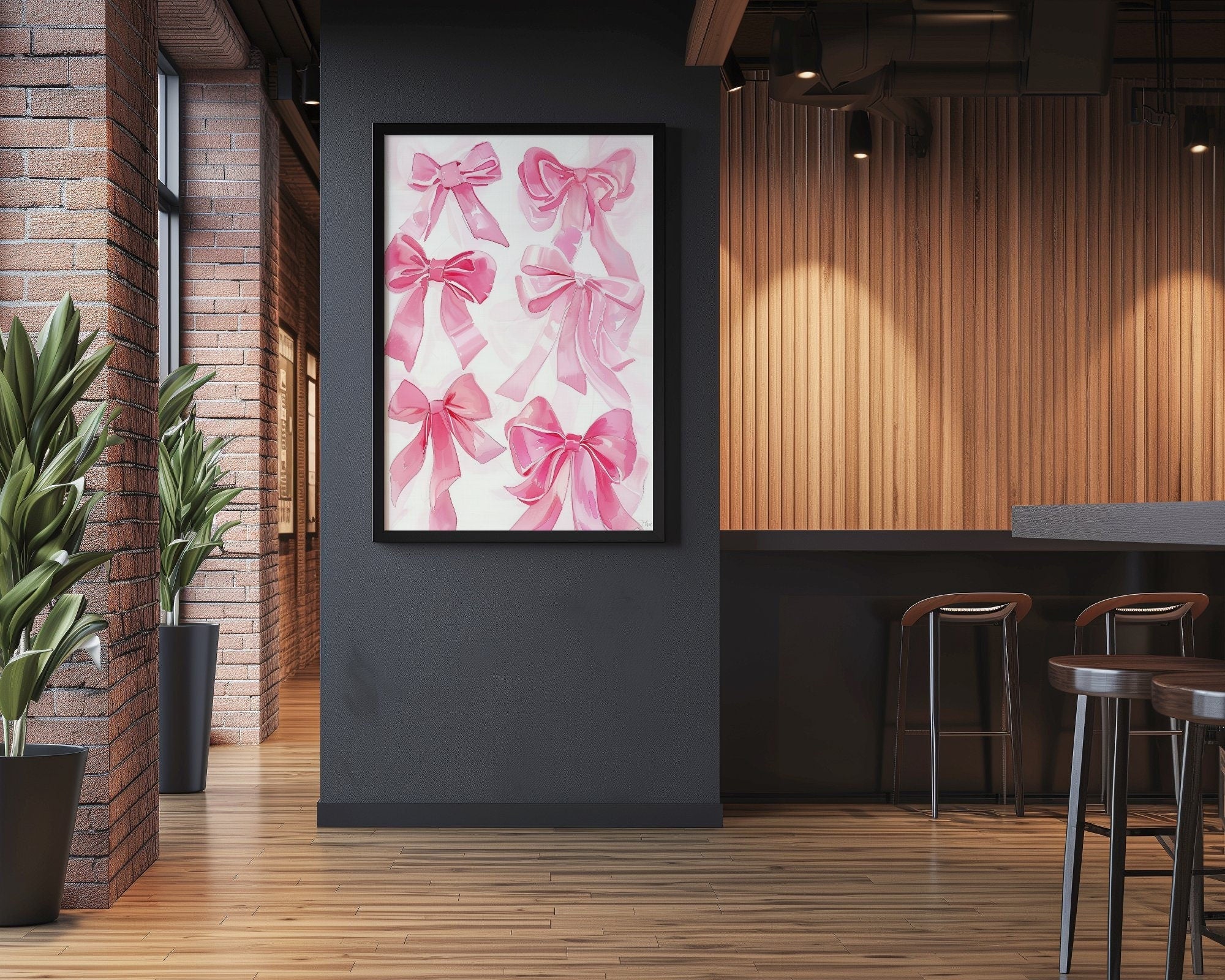 The Coquette: Trendy Pink Bows Watercolor Art | Chic Preppy & Girly Wall Decor