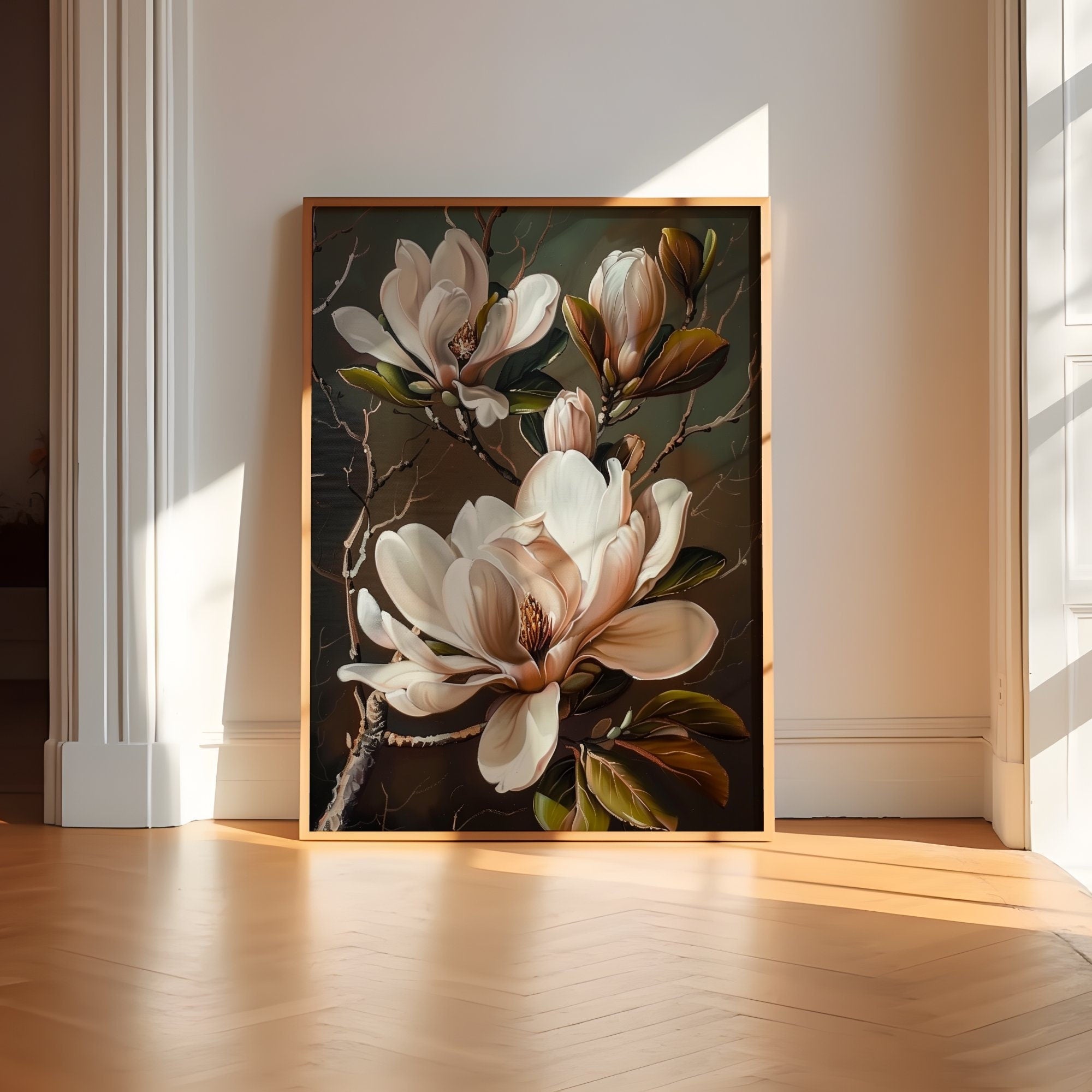 The Southern Bloom: Vintage & Moody Magnolia Blossom Art | Elegant Floral Wall Decor