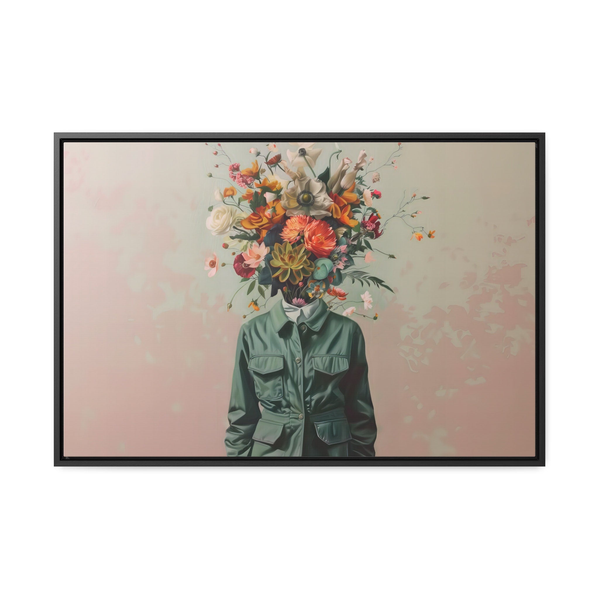 The Blooming Mind: Surreal Flower Head Portrait | Whimsical & Modern Wall Art