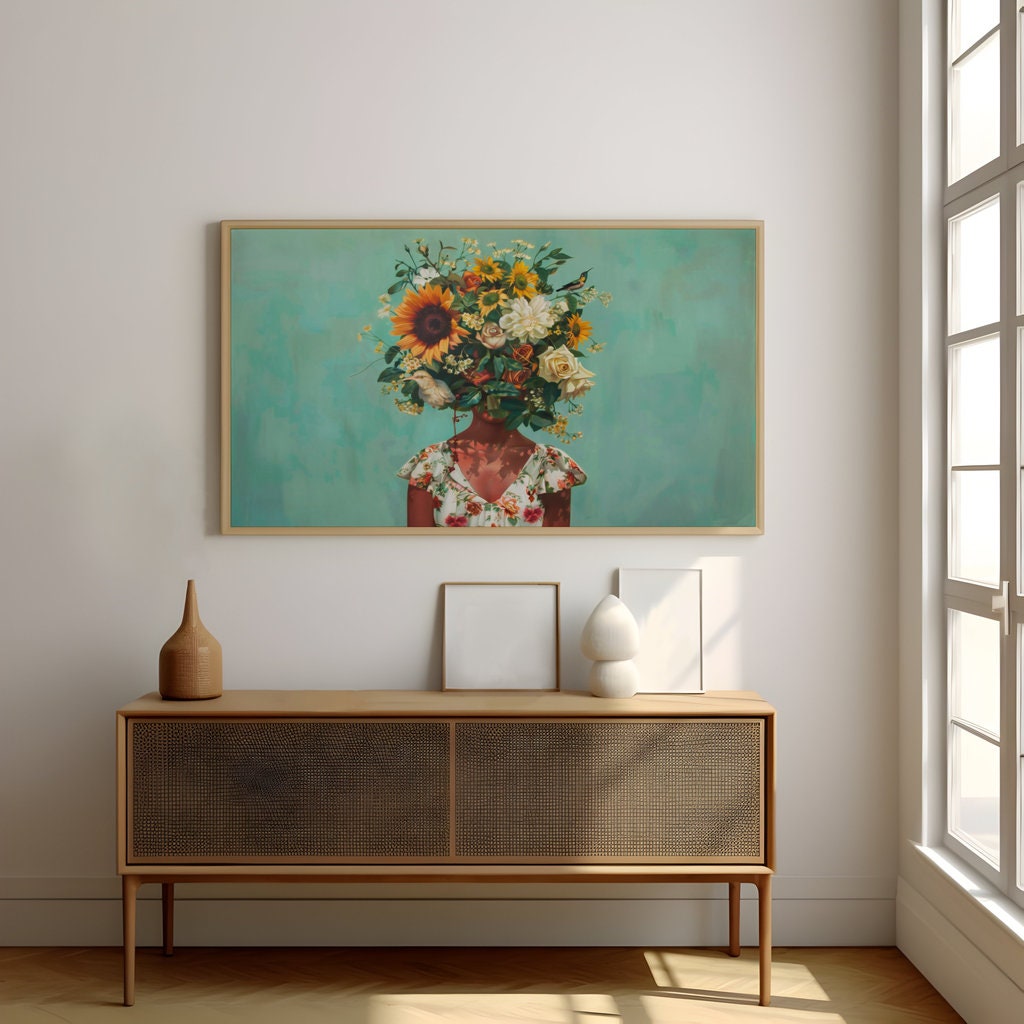 The Secret Garden: Surreal Floral Head Portrait | Modern & Mysterious Wall Art
