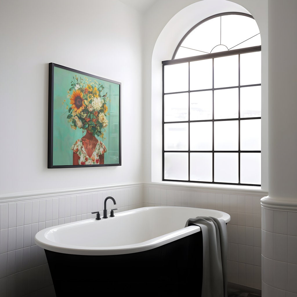 The Secret Garden: Surreal Floral Head Portrait | Modern & Mysterious Wall Art