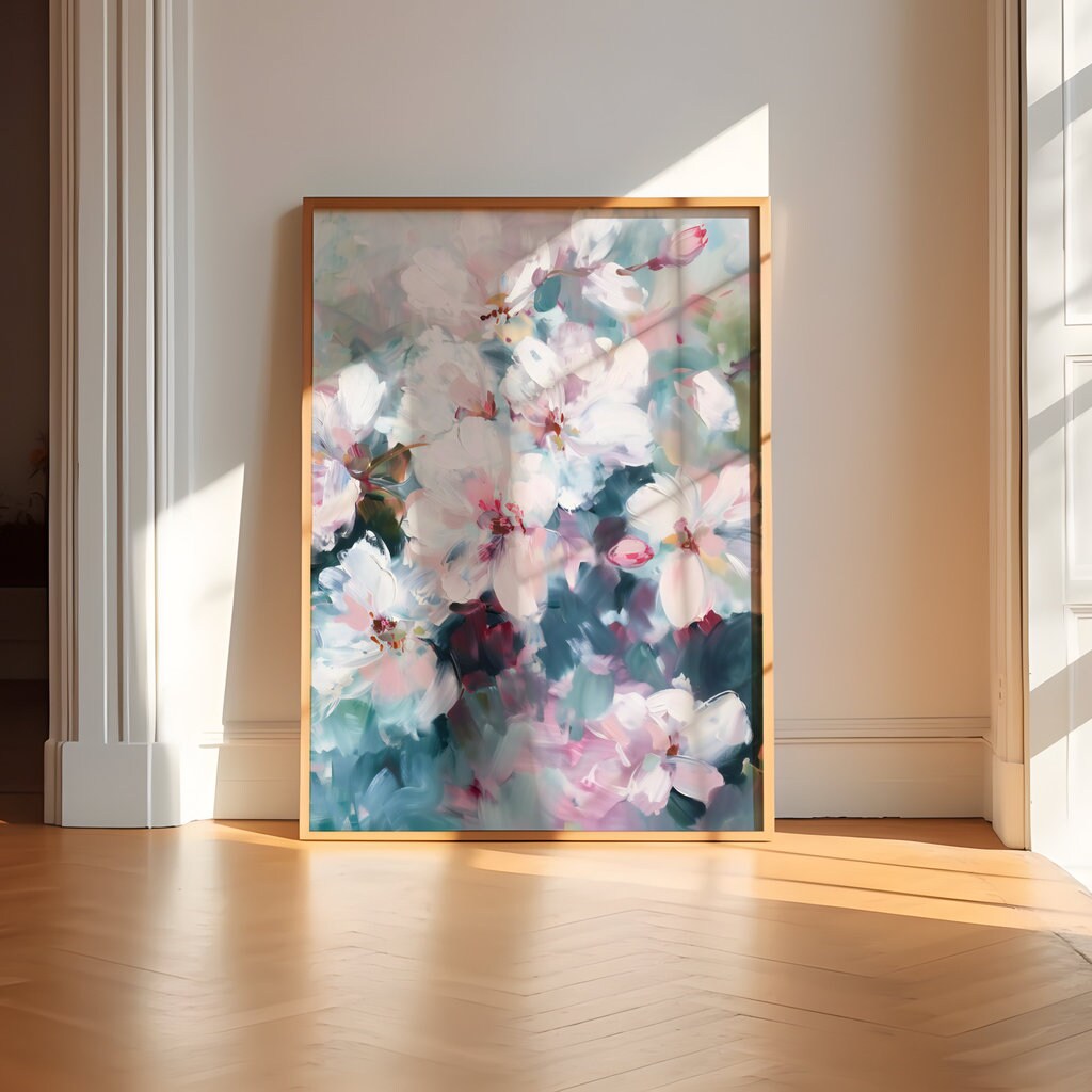 The First Blush: Impressionist Cherry Blossom Art | Serene & Romantic Floral Wall Decor