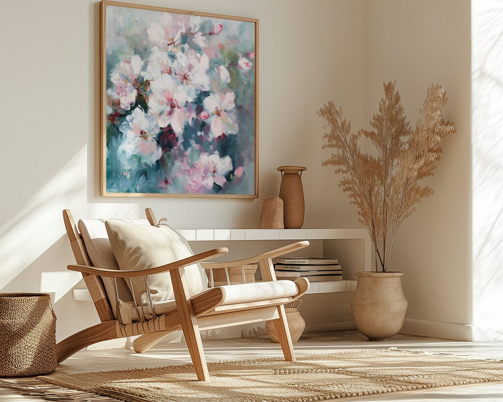 The First Blush: Impressionist Cherry Blossom Art | Serene & Romantic Floral Wall Decor