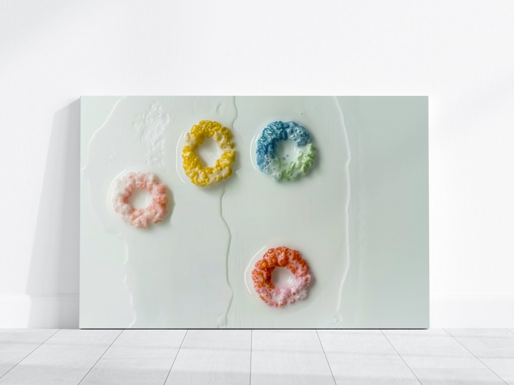 Colorful Cereal and Milk Art Sweet and Whimsical Interactive Wall Art