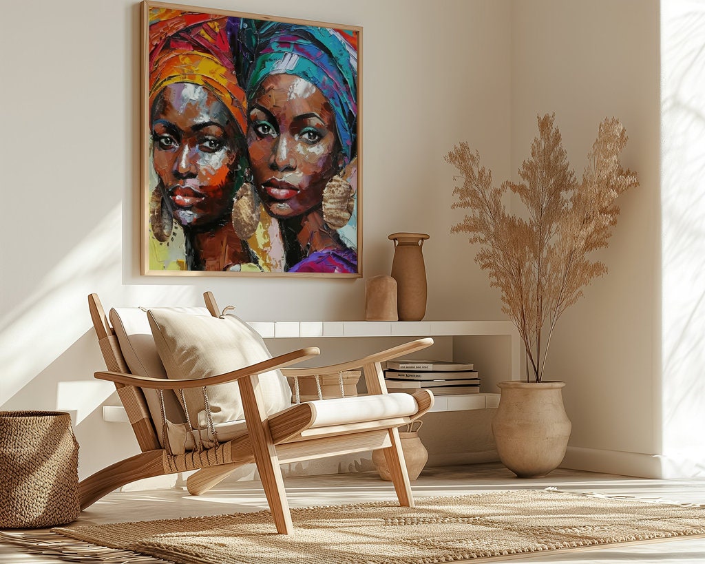 The Sisterhood: Vibrant African Women Portrait | Colorful & Elegant Cultural Wall Art