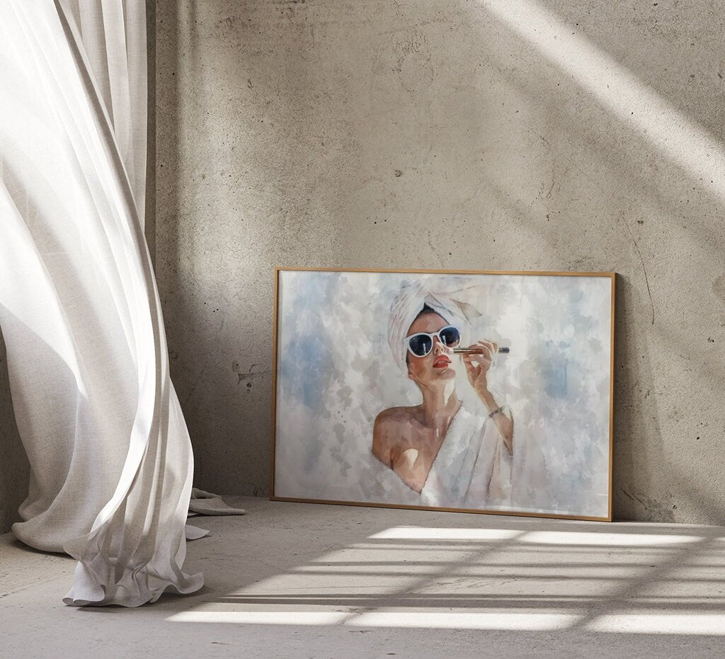 Woman in Sunglasses Applying Makeup Interactive Wall Art