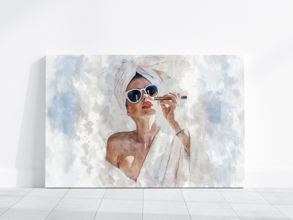 Woman in Sunglasses Applying Makeup Interactive Wall Art