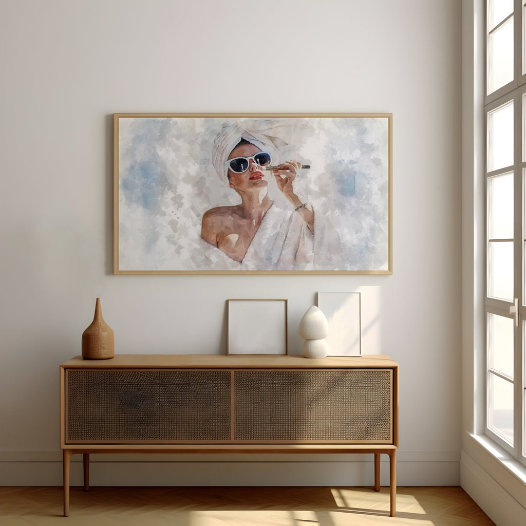 Woman in Sunglasses Applying Makeup Interactive Wall Art