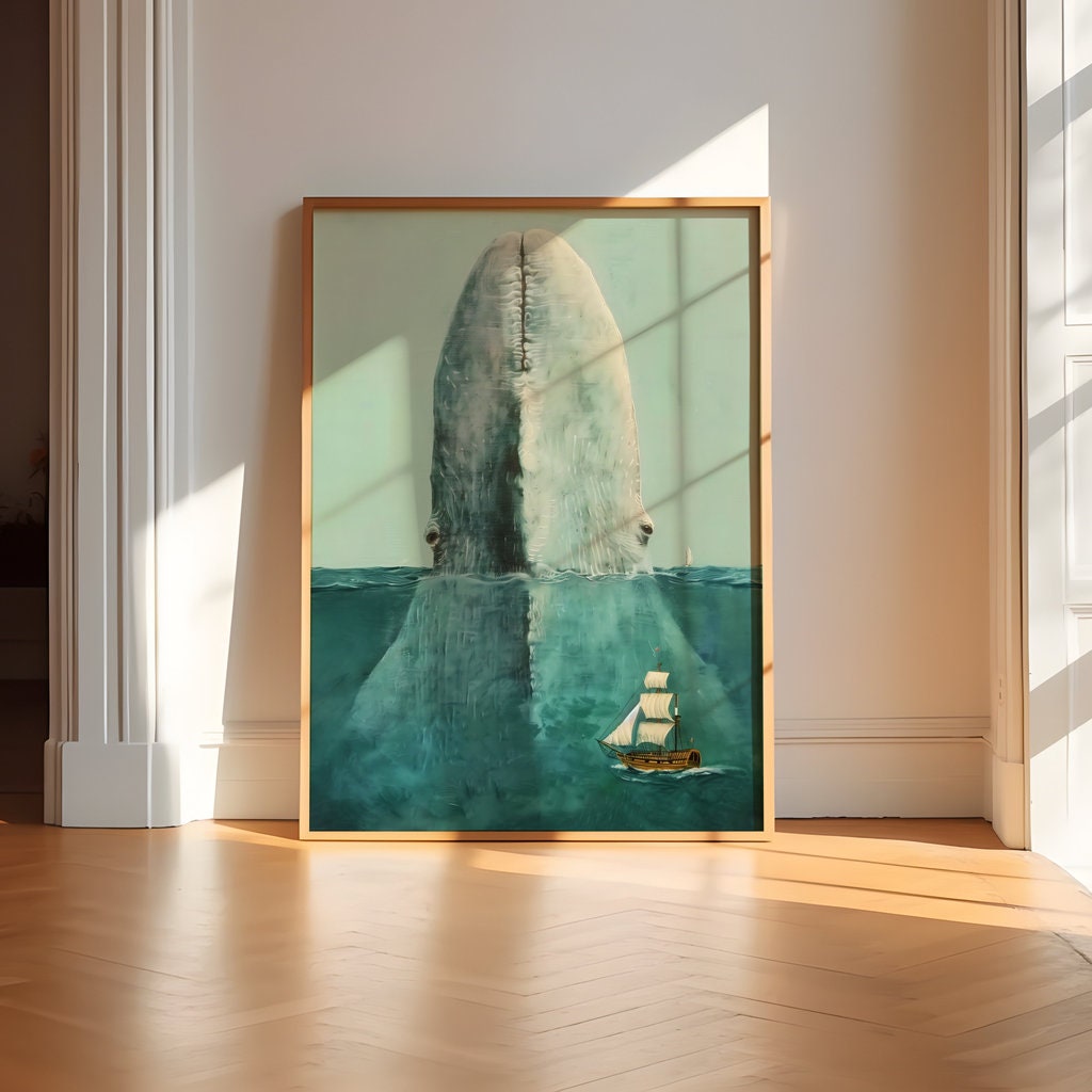 Majestic Whale Emergence Photorealistic Ocean Giant Interactive Wall Art