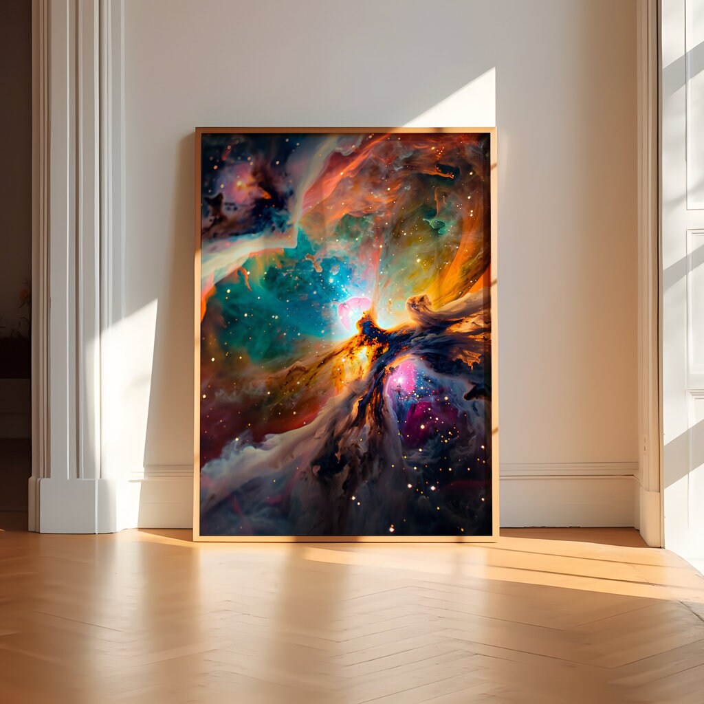 Fiery Cosmic Phenomenon Cinematic Space Scene Interactive Wall Art