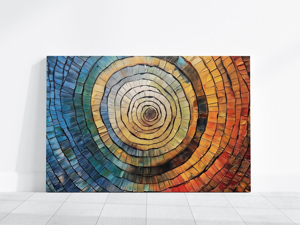 Vibrant Abstract Mosaic Concentric Circles of Color Interactive Wall Art